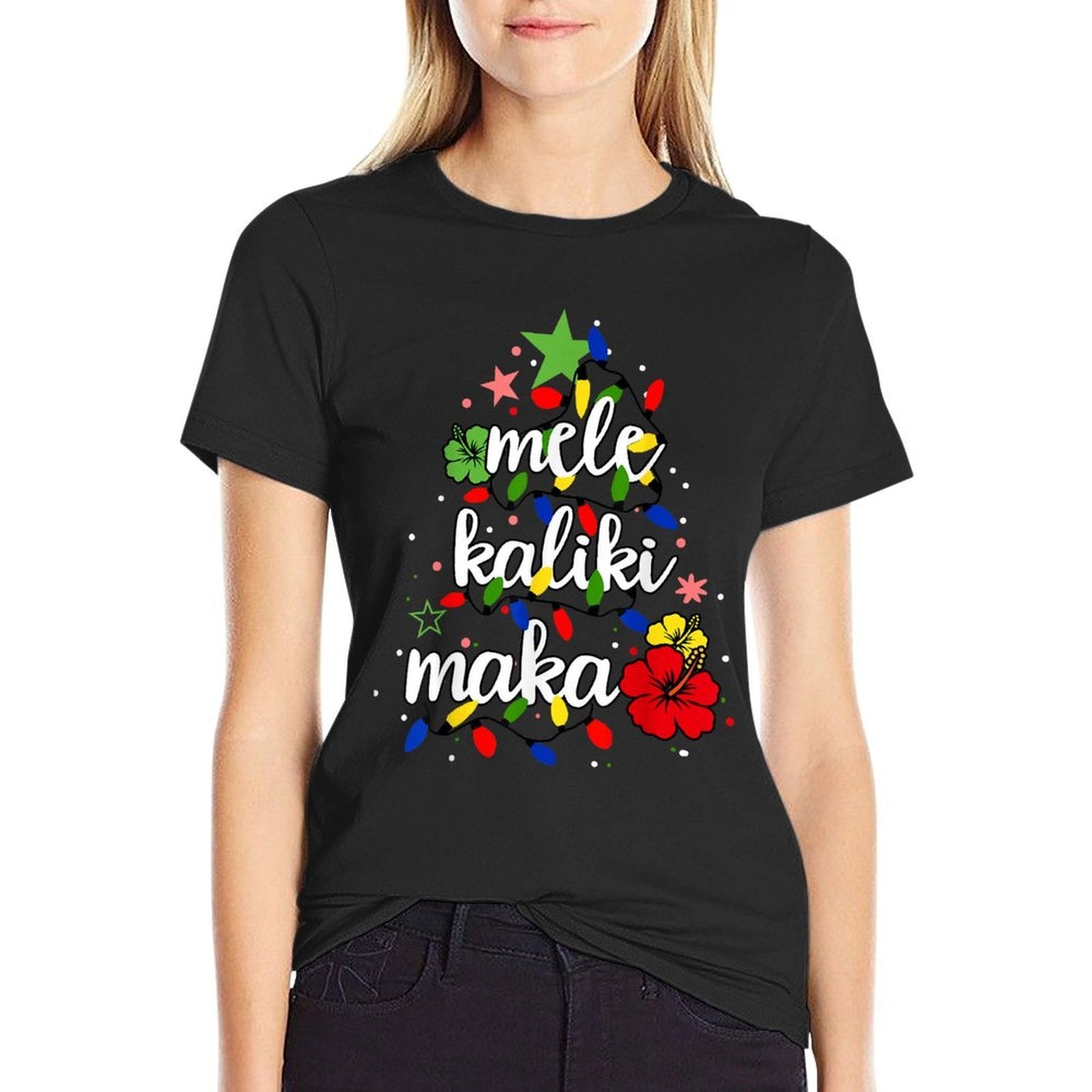 Mele Kalikimaka Kids Toddler Christmas Tree Hawaiian  Summer-ready Fabric T-Shirt