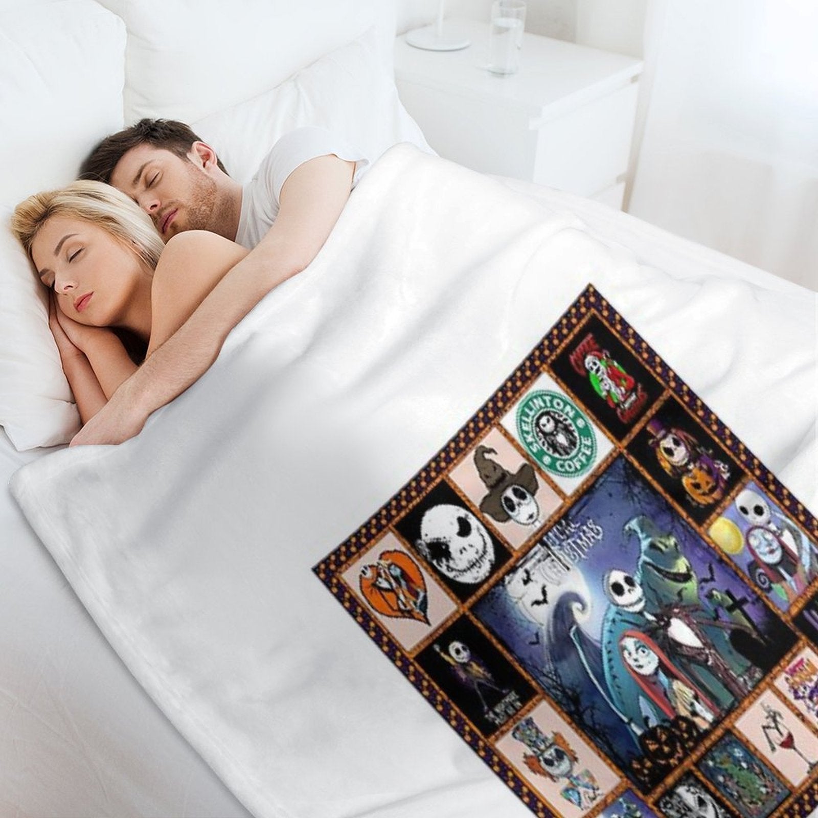 Jack Skeleton Horror Film Halloween Pixel Art Anti-pilling Throw Blanket