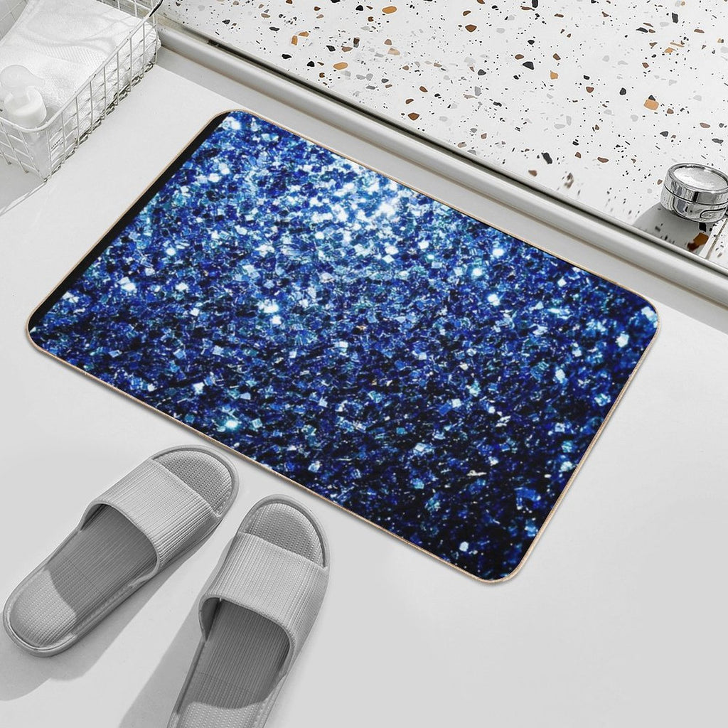 Dark Blue Faux Glitter Sparkles (Photo of Glitter - Not Reflective)  High-Traffic Bath Mat