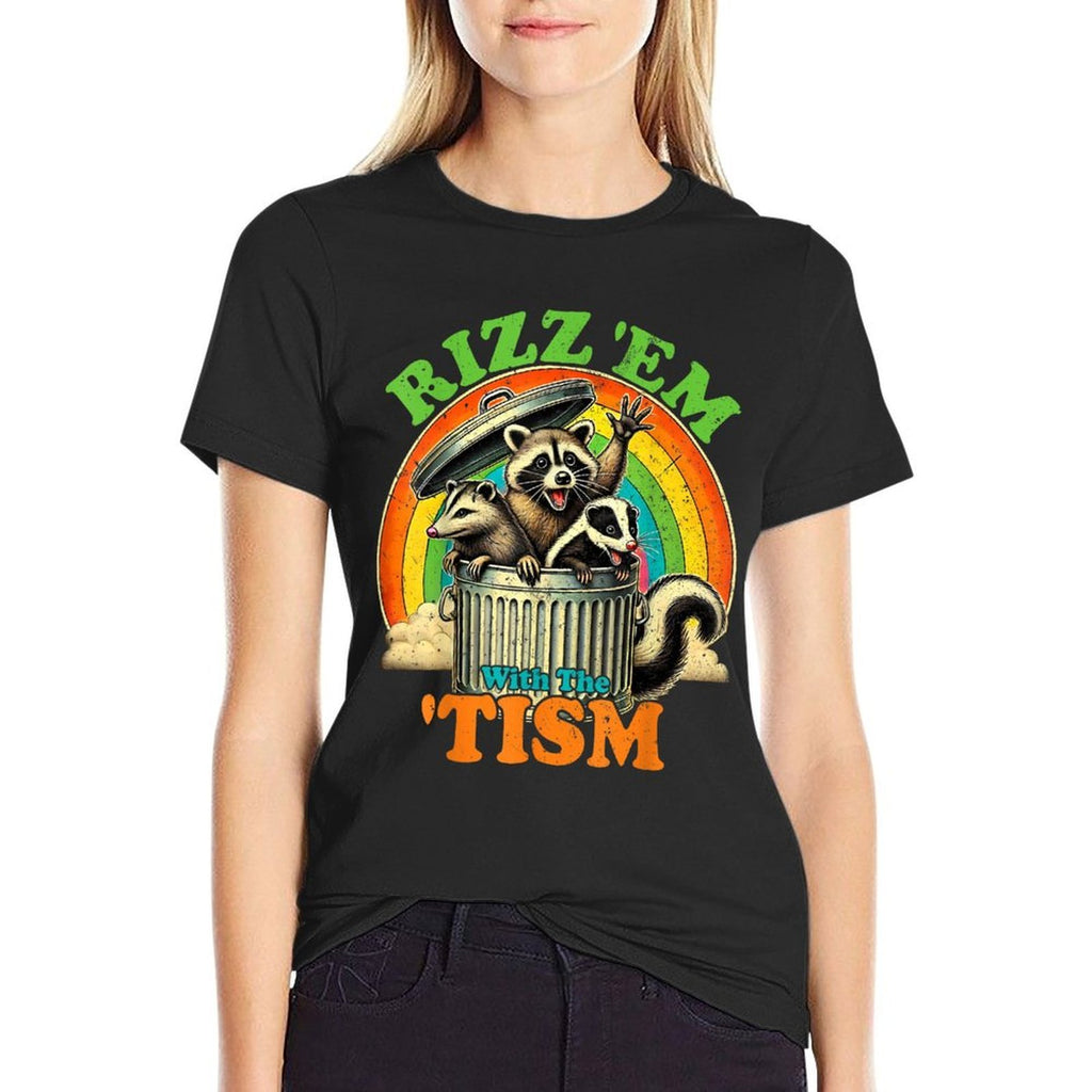Autistic Raccoon Possum Skunk Meme Rizz Em With The Tism  Trendy Pattern T-Shirt