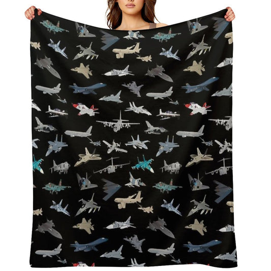 Modern Military Airplanes Easy Care Throw Blanket