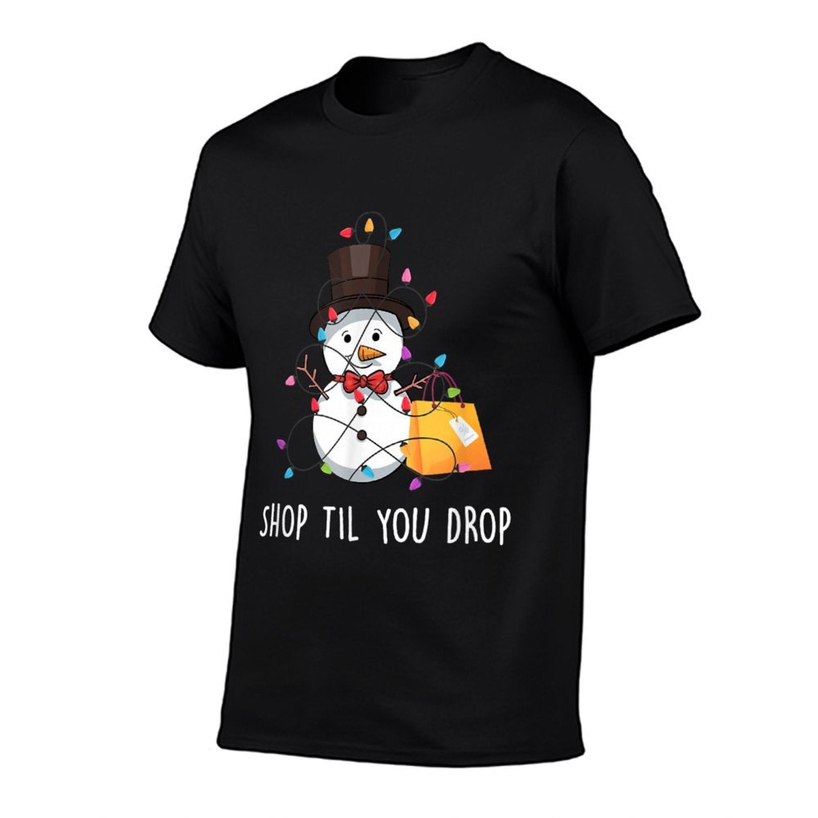 Shop Til You Drop Apparel Merry Christmas Snowman Shopping  Summer-ready Fabric T-Shirt
