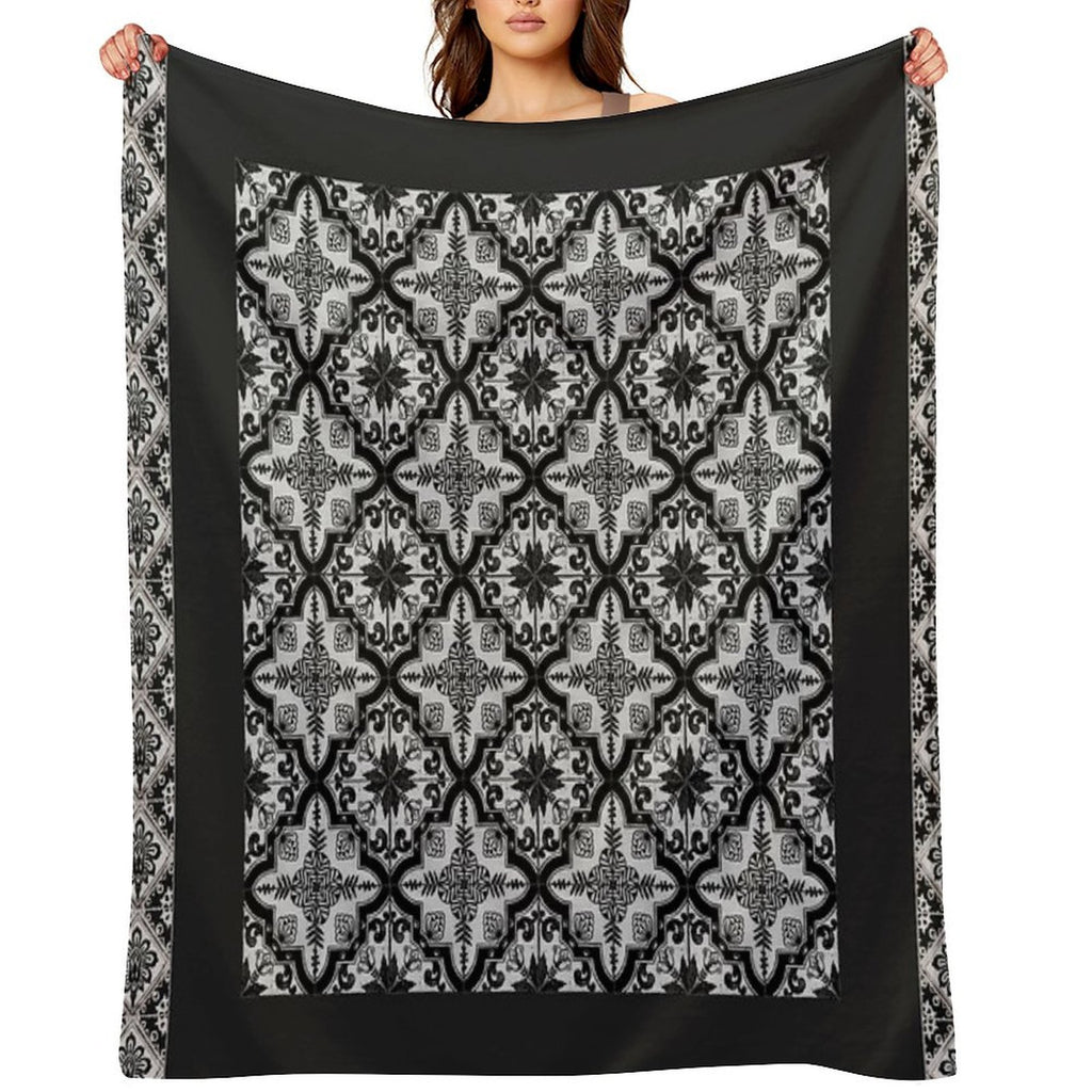 Blue And White Ceramic Tiles Pattern Durable Throw Blanket