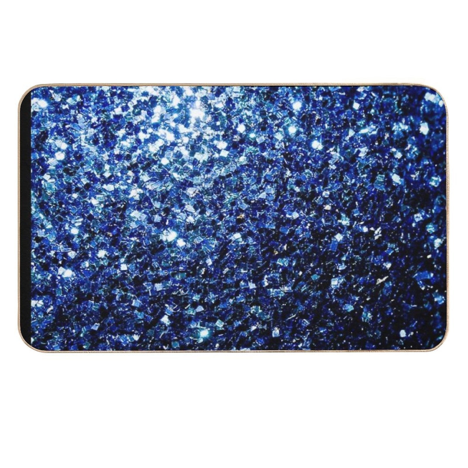 Dark Blue Faux Glitter Sparkles (Photo of Glitter - Not Reflective)  High-Traffic Bath Mat
