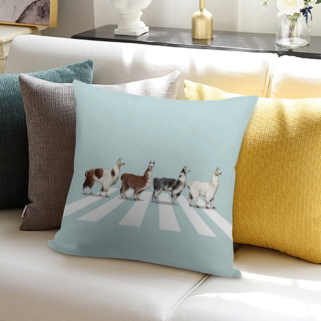 Llama The Abbey Road #1 Soft Hidden Zipper Throw Pillow