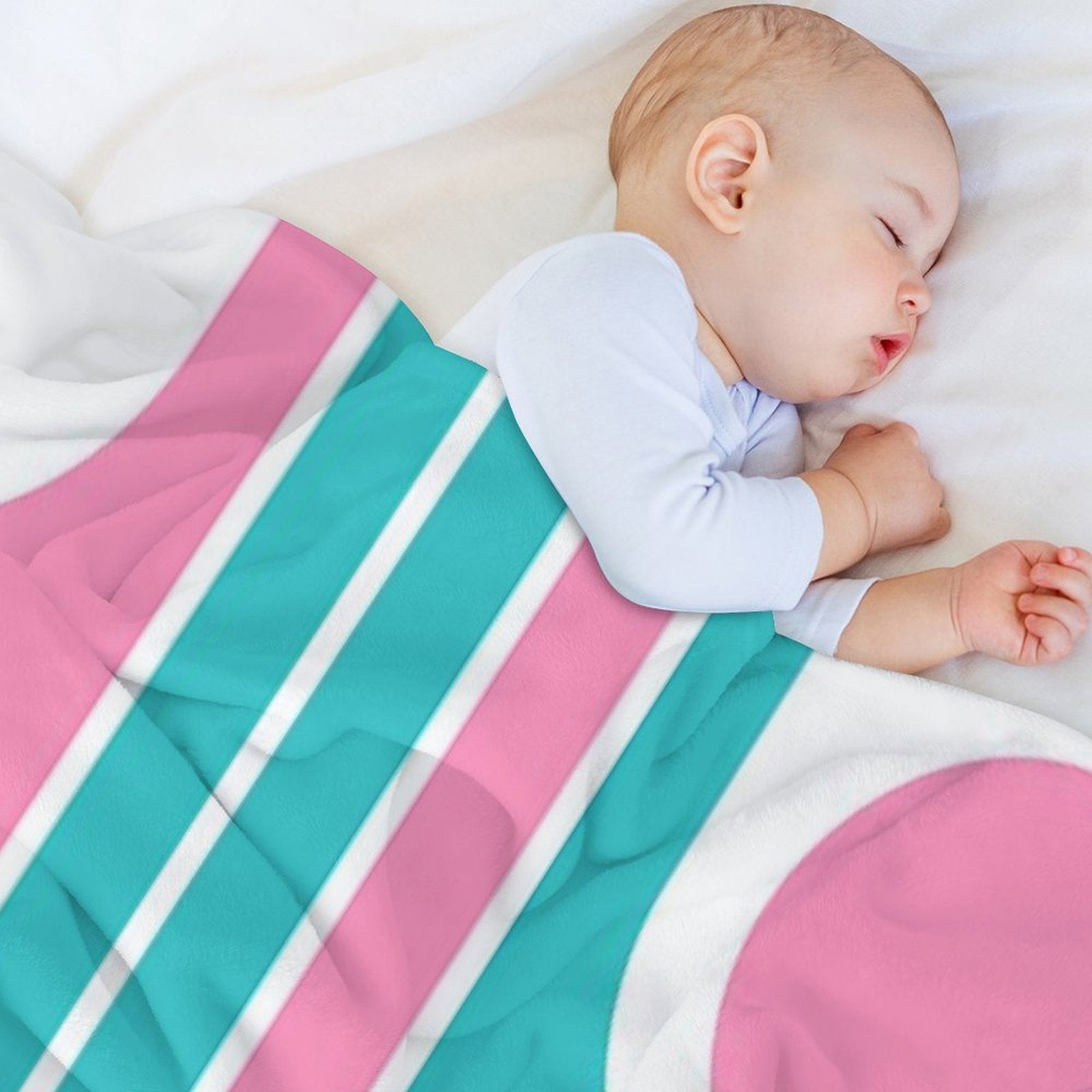 Retro Geometric Design in Pink And Turquoise Lightweight Throw Blanket