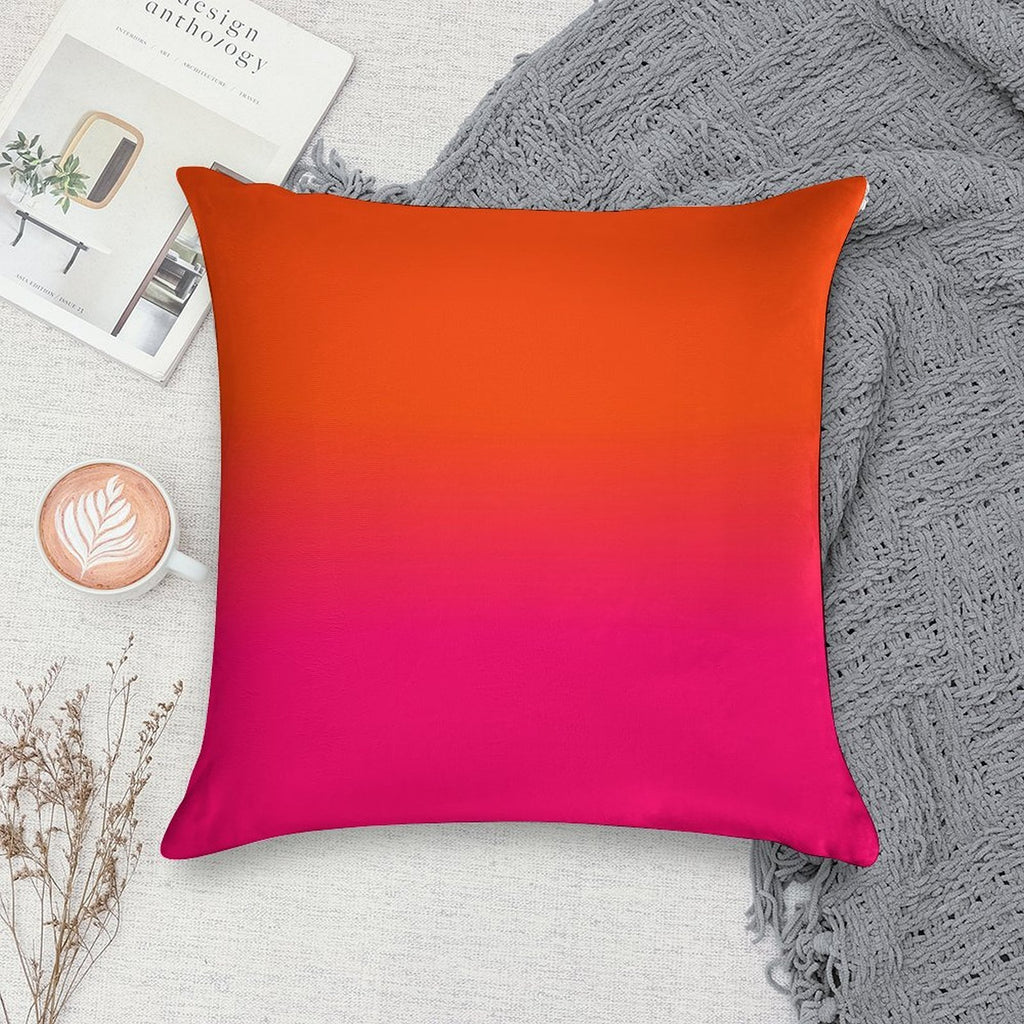 Neon Orange And Neon Pink Ombre Shade Color Fade Soft Gift Ready Throw Pillow