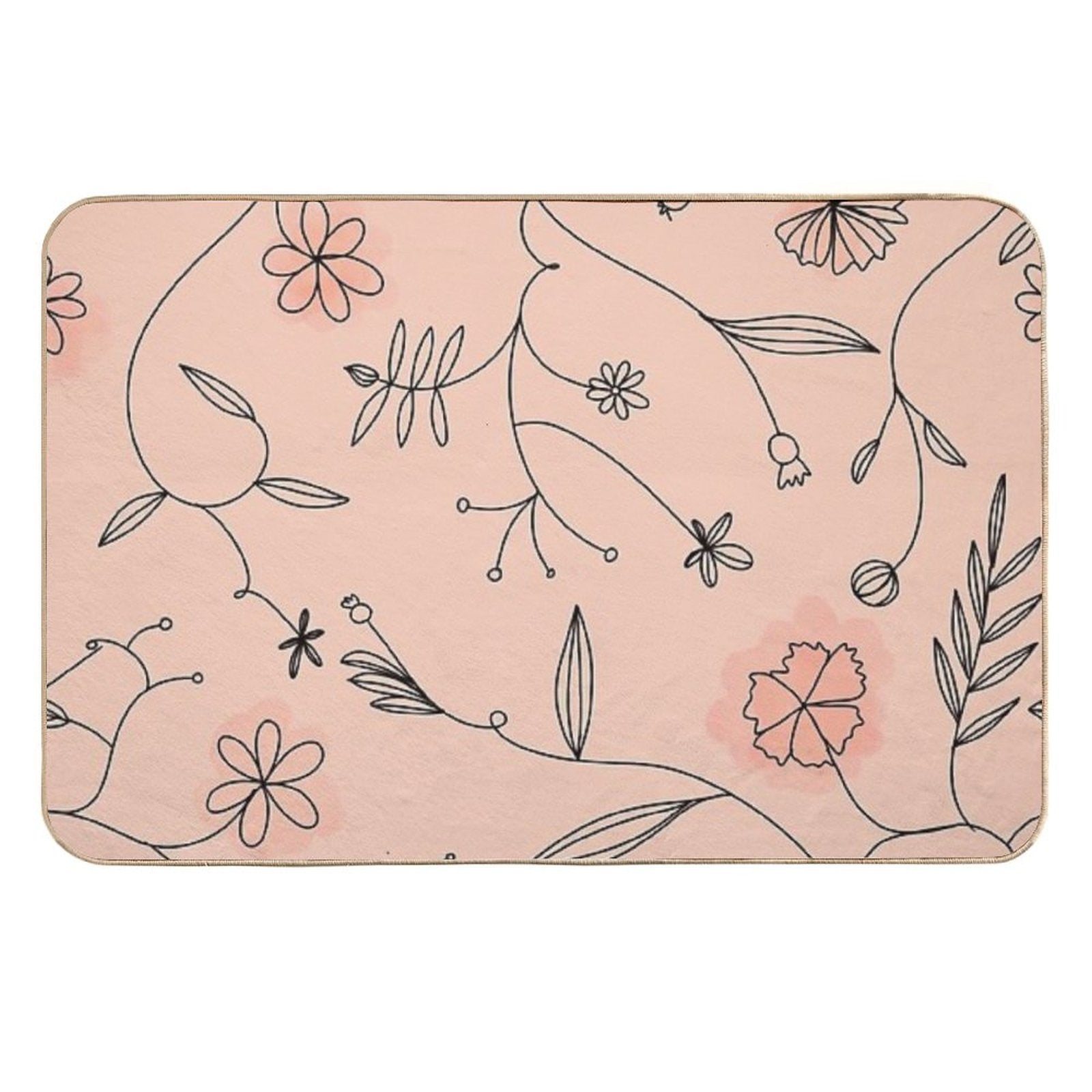 Pink Floral Boho Pattern  Long-Lasting Bath Mat