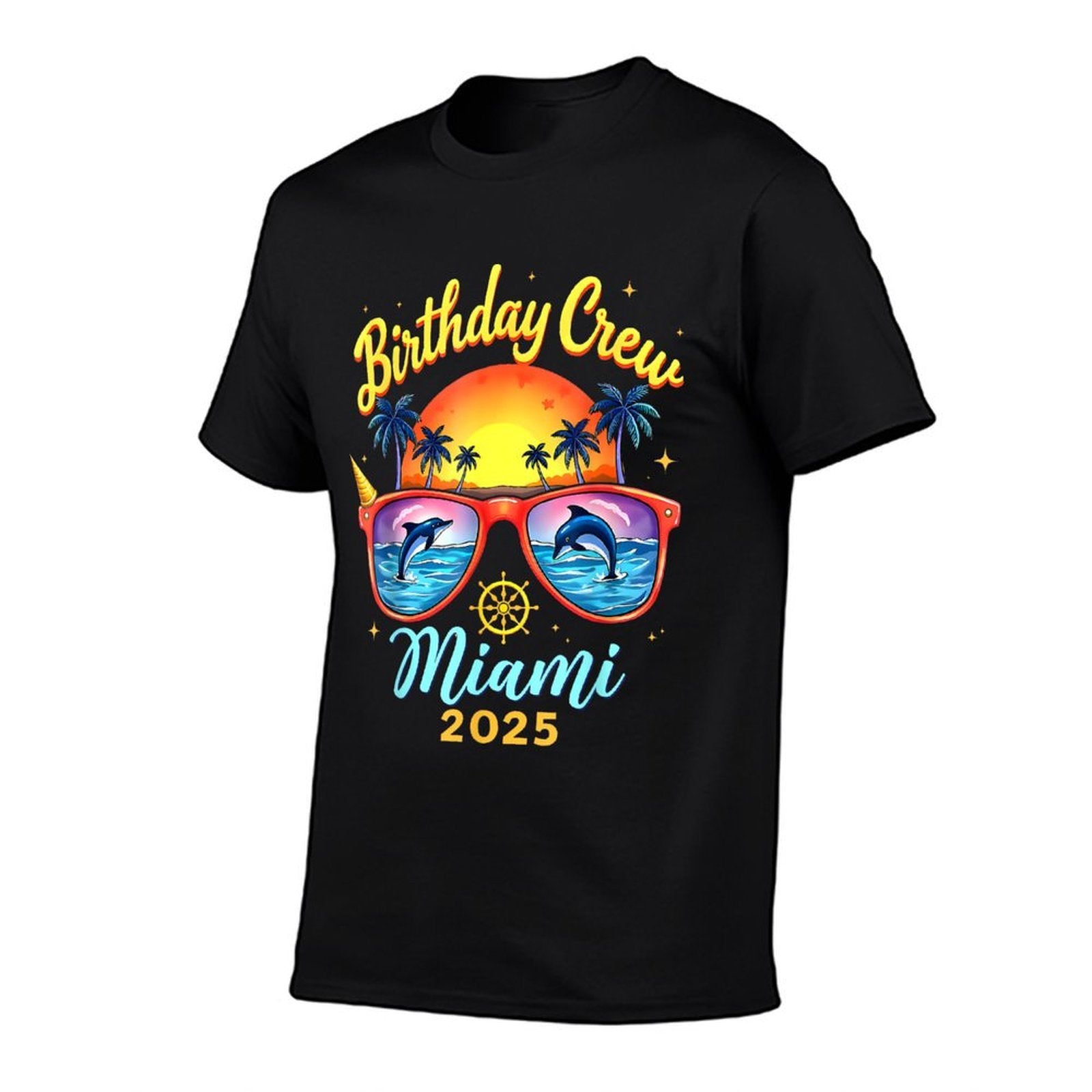 Birthday Crew Vacation Miami 2025 Party Matching Cruise  Moisture-wicking T-Shirt