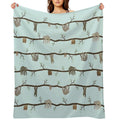 Sloths (blue) Shrink-resistant Throw Blanket