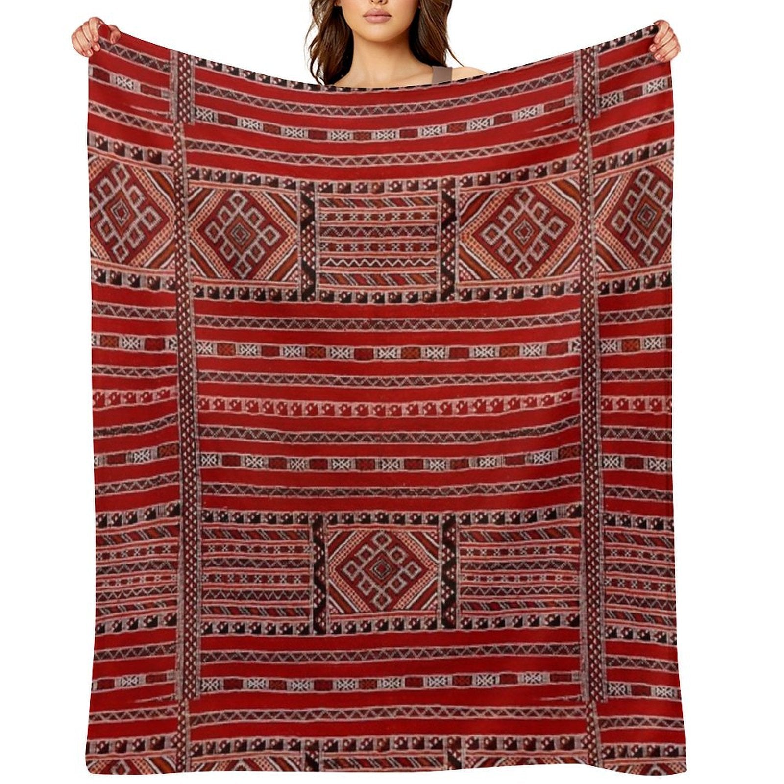 Vintage Moroccan Pattern - Warm Palette Multi-functional Throw Blanket