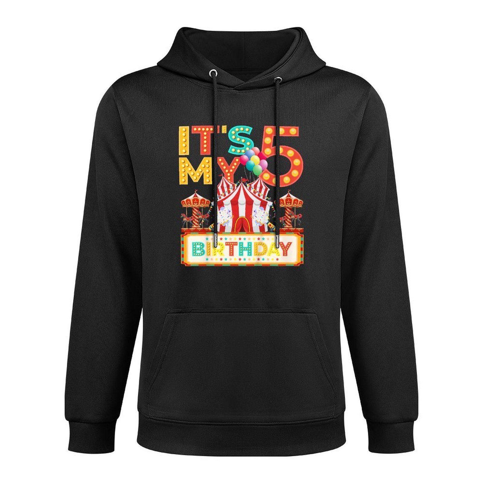 Kids 5th Carnival Birthday Party 5 Year Old Circus Birthday Colorfast Hoodie