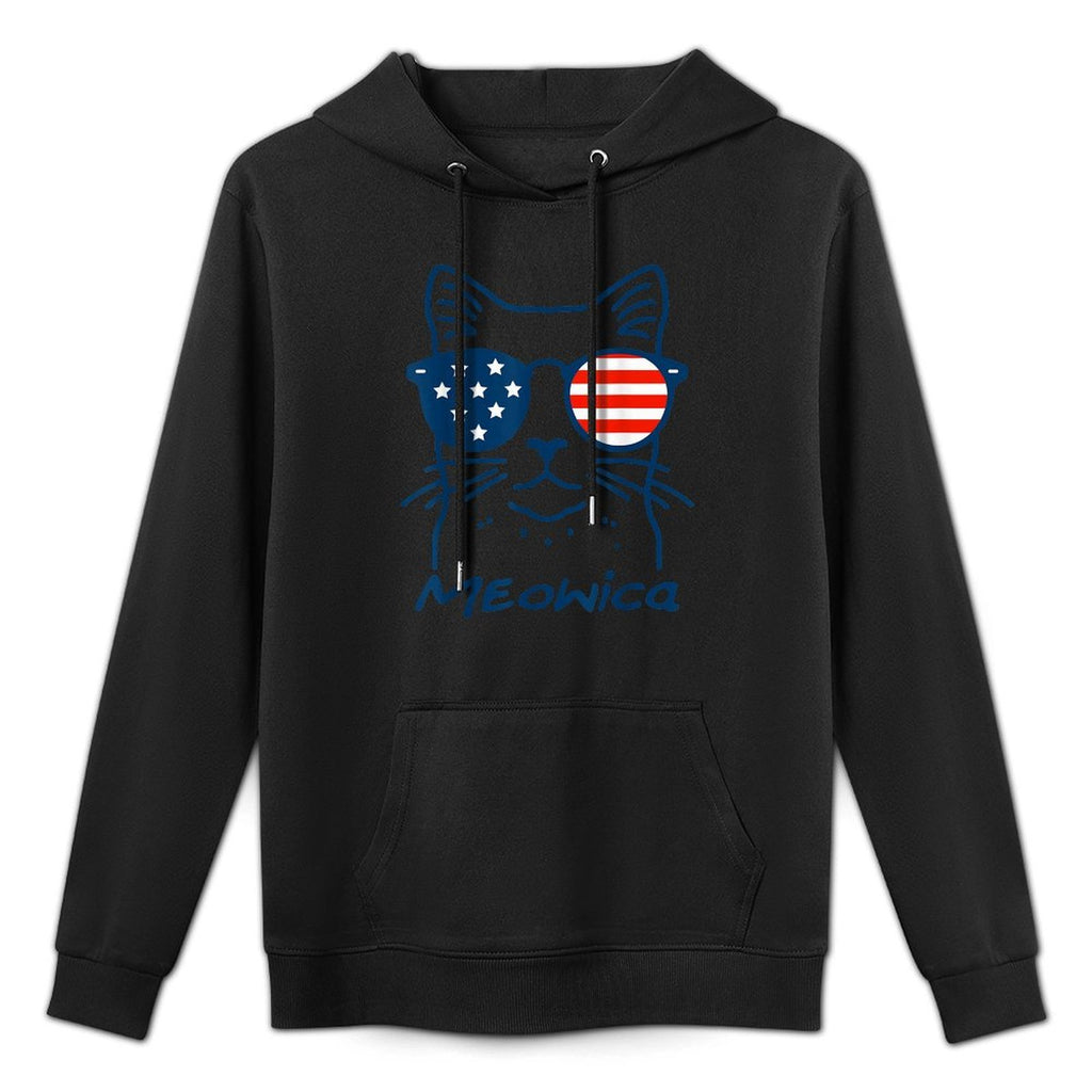 Meowica USA Merica Cat 4th of July Funny Patriotic Casual Wear Hoodie