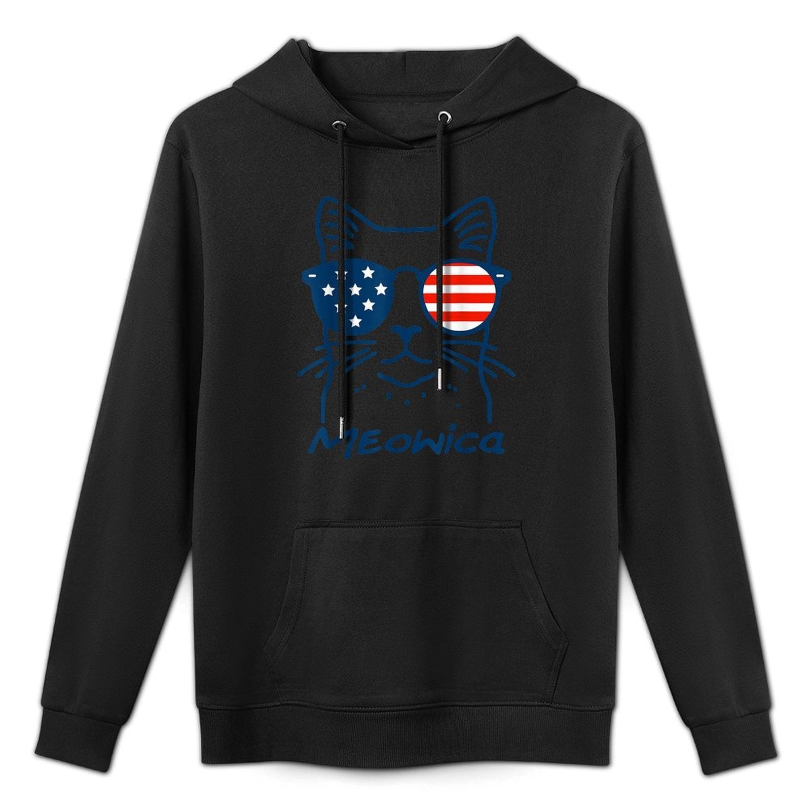 Meowica USA Merica Cat 4th of July Funny Patriotic Casual Wear Hoodie