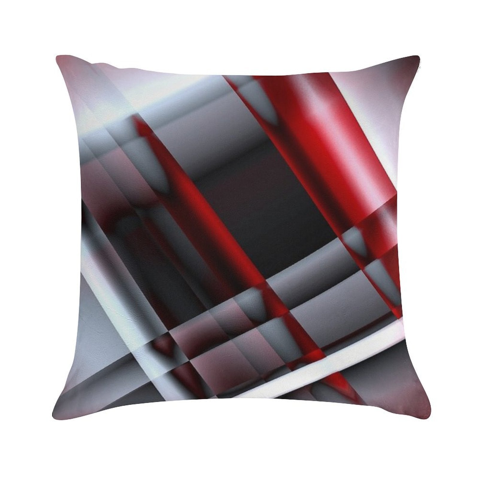 Decorative Red And White Soft Short Plush Fabric Throw Pillow