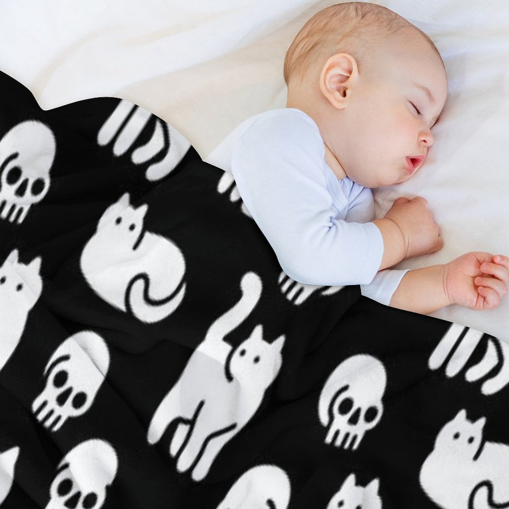 Cats And Skulls Pattern Premium Throw Blanket