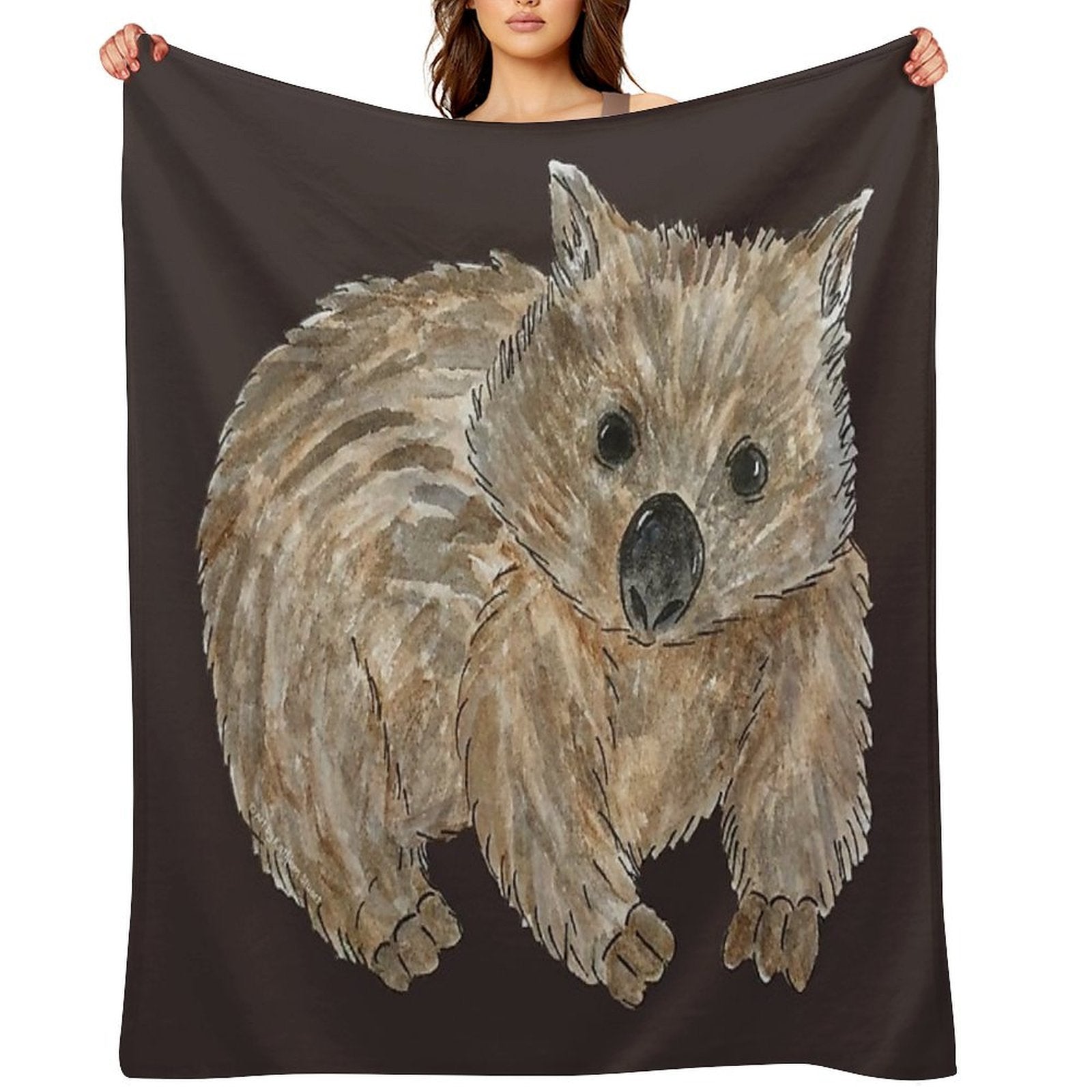 Wombat - Australian Animal Painting Shrink-resistant Throw Blanket