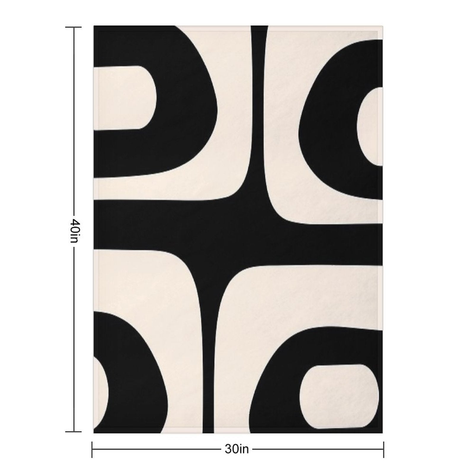 Retro Piquet Mid Century Modern Abstract Pattern 2 in Black And Almond Cream Quick-dry Throw Blanket