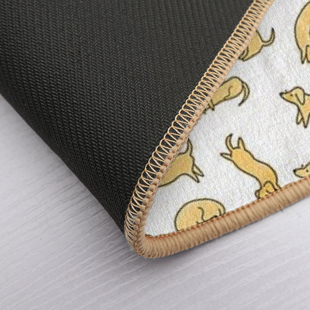 Miniature Dachshund  Sausage Dog Illustrated Yellow Pattern  Fade-Resistant Bath Mat