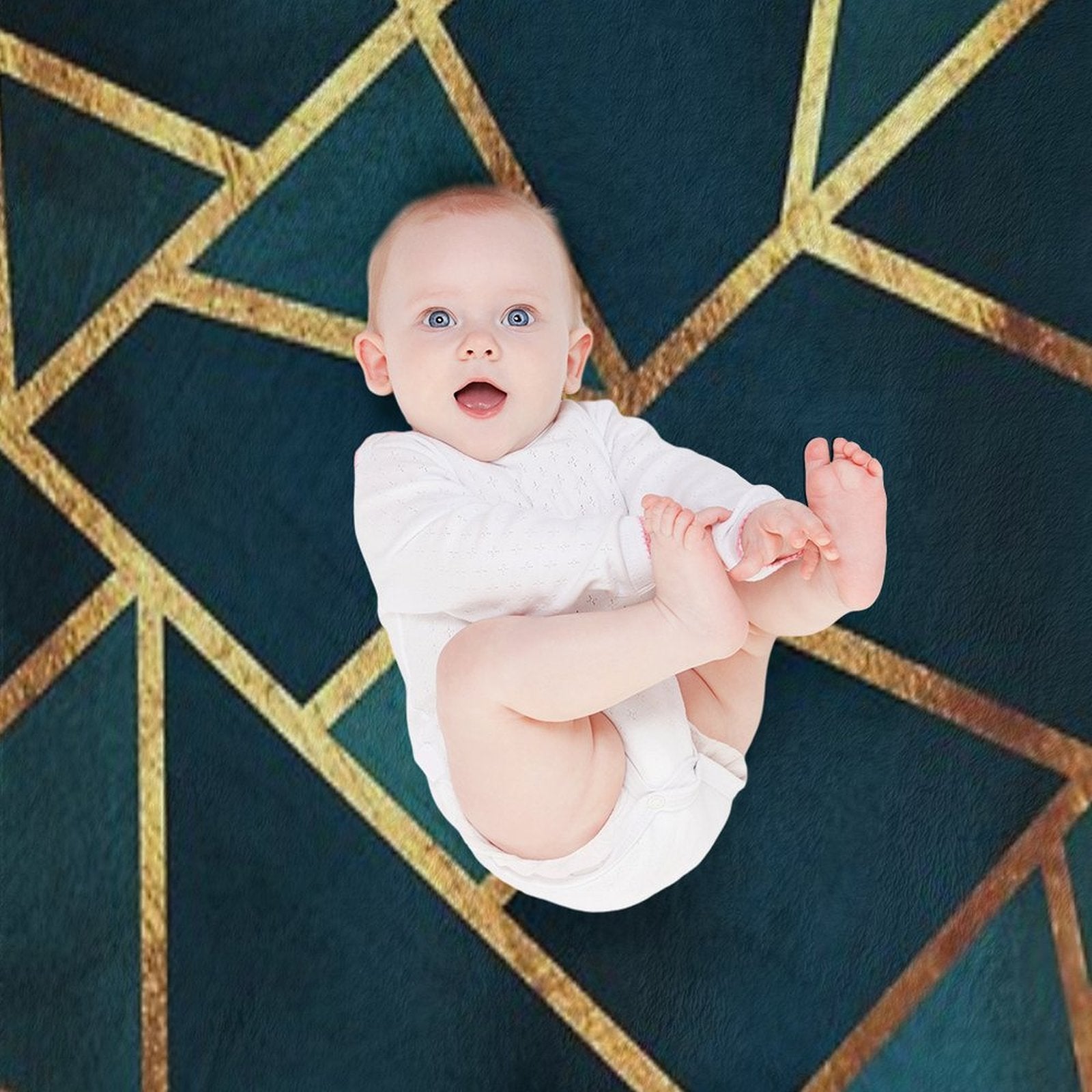 Midnight Green Gold Stone Geometric Gift-ready Throw Blanket