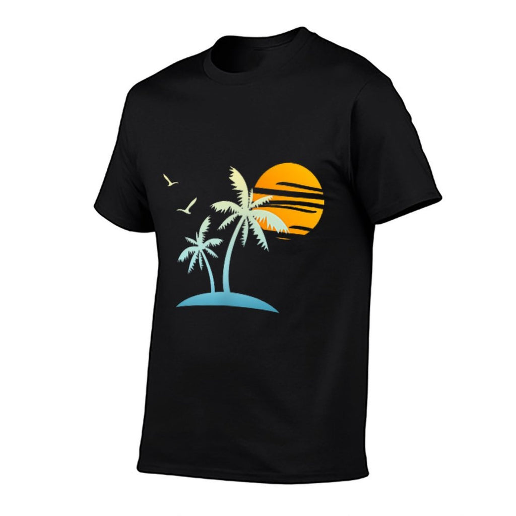 Front Back Tropical Island Heartbeat Beach Island Sunset  Relaxed-fit T-Shirt