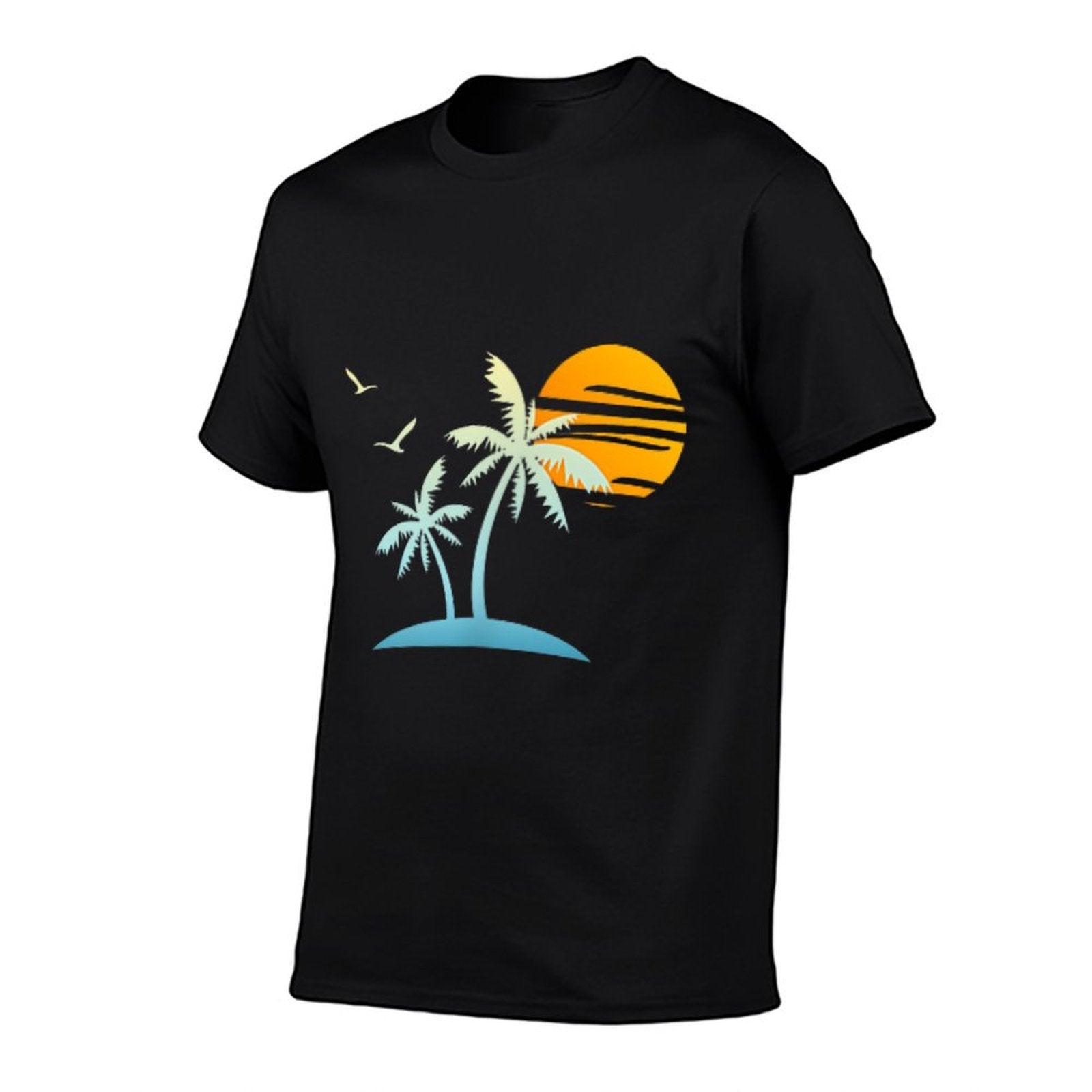 Front Back Tropical Island Heartbeat Beach Island Sunset  Relaxed-fit T-Shirt