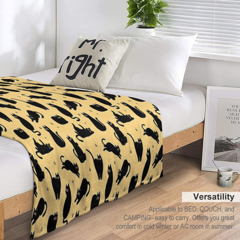 Black Cat Pattern Compact Throw Blanket