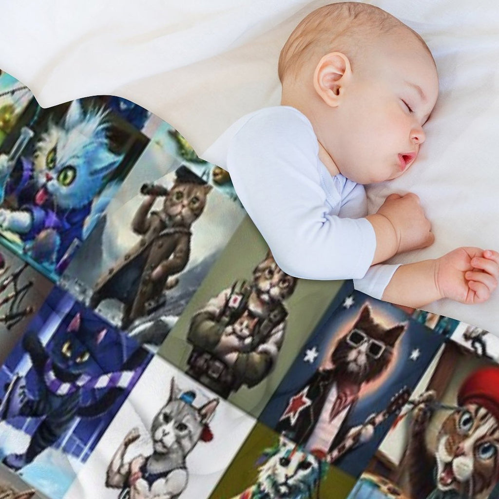 Cat Crazy Collection Puzzle Plush Throw Blanket
