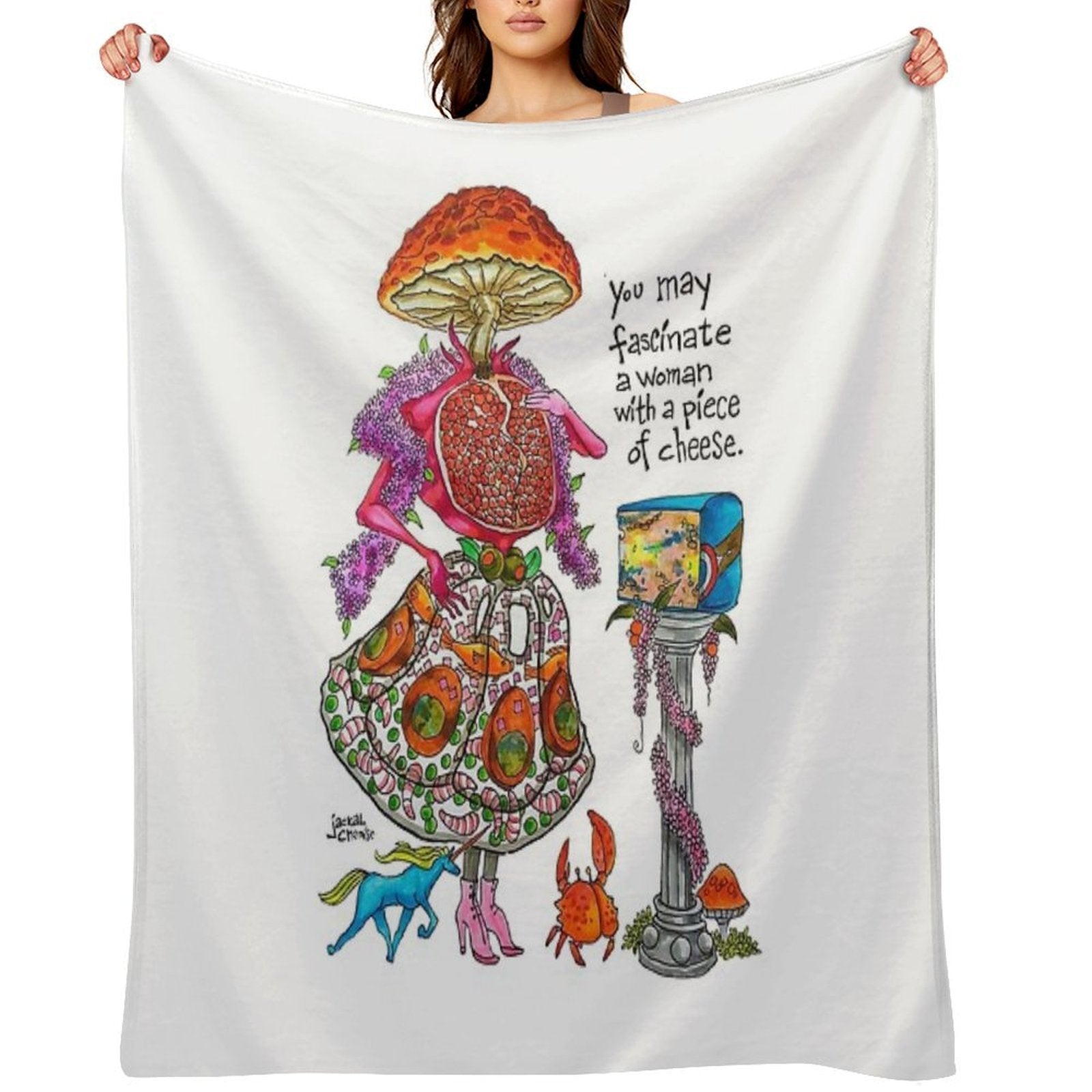 You May Fascinate A Woman by Giving Her A Piece of Cheese 1 Plush Throw Blanket