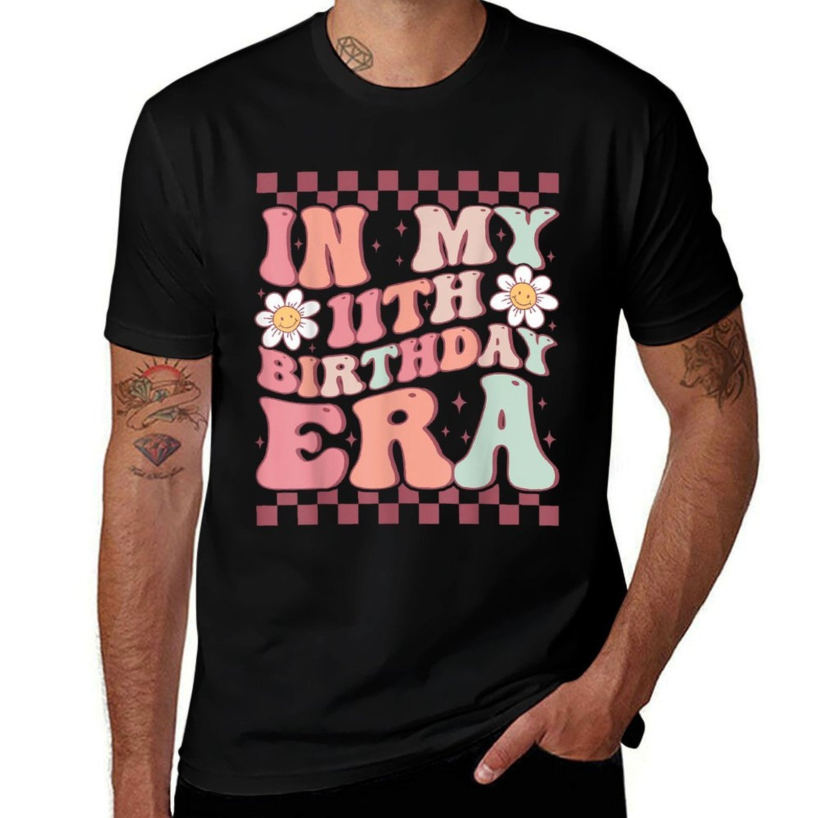 In My 11th Birthday Era Cute Groovy 11th Birthday Party  Polyester Blend T-Shirt