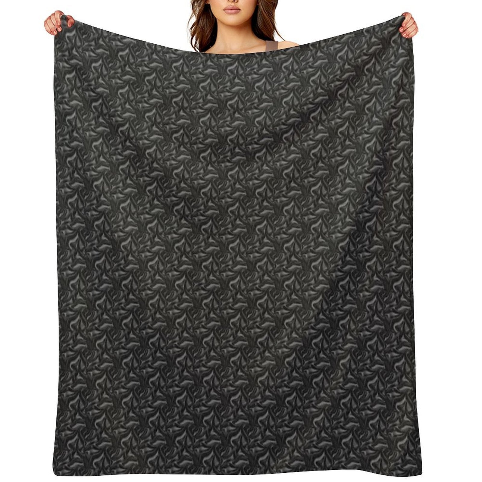 Black Silky Pattern, Unique Premium Throw Blanket