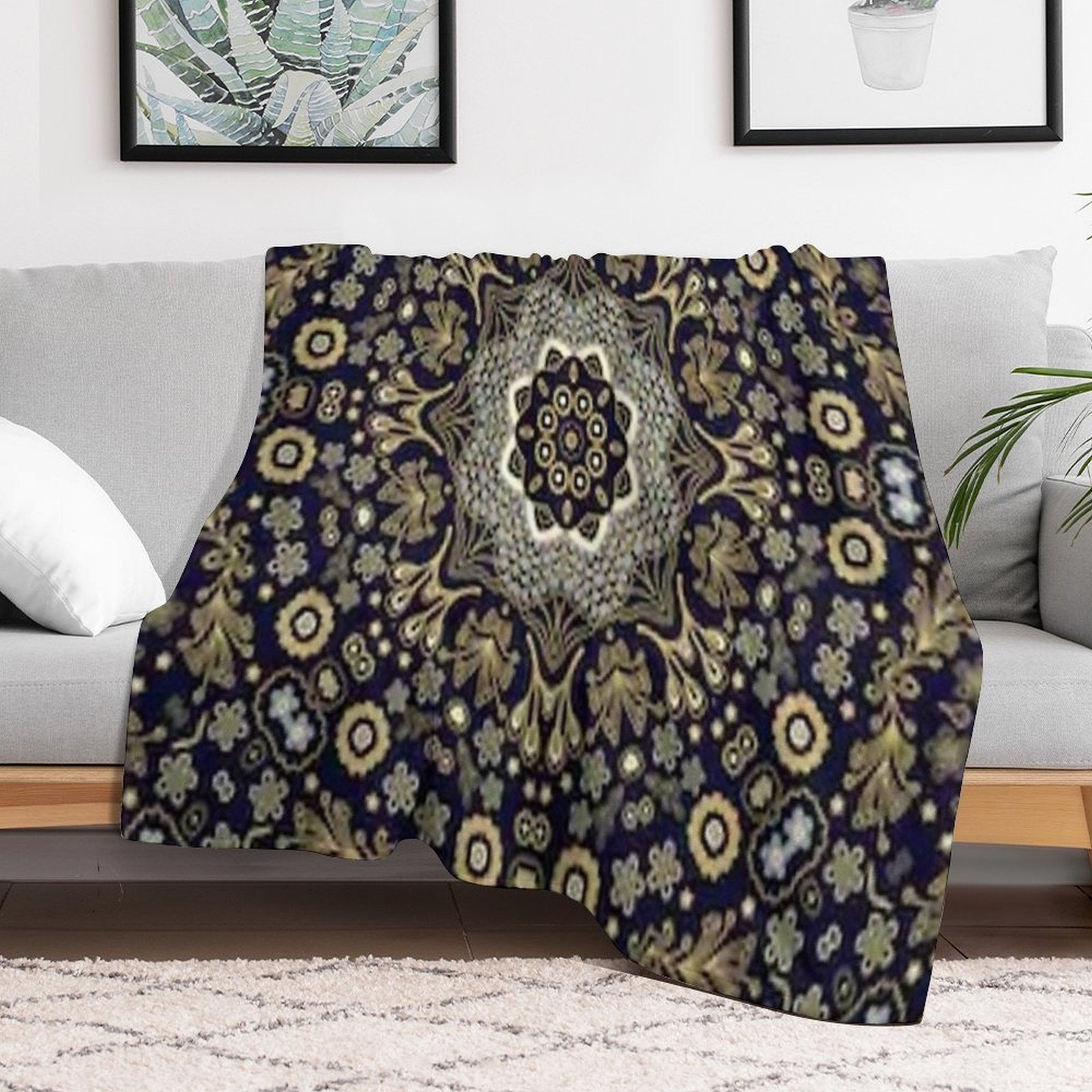 Damask Pattern Tapestry Wall Hanging Versatility Throw Blanket