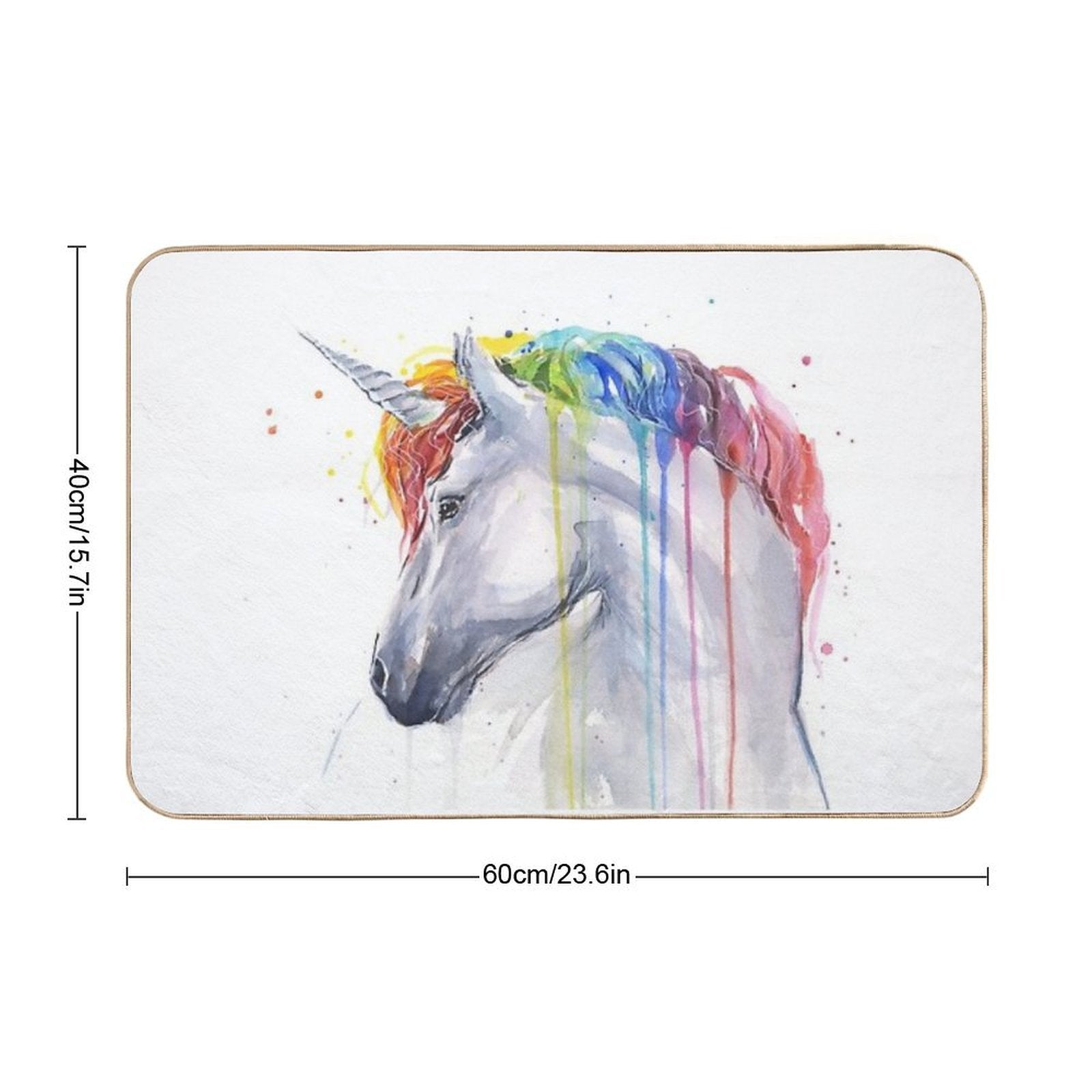 Rainbow Unicorn Watercolor  Easy To Clean Bath Mat