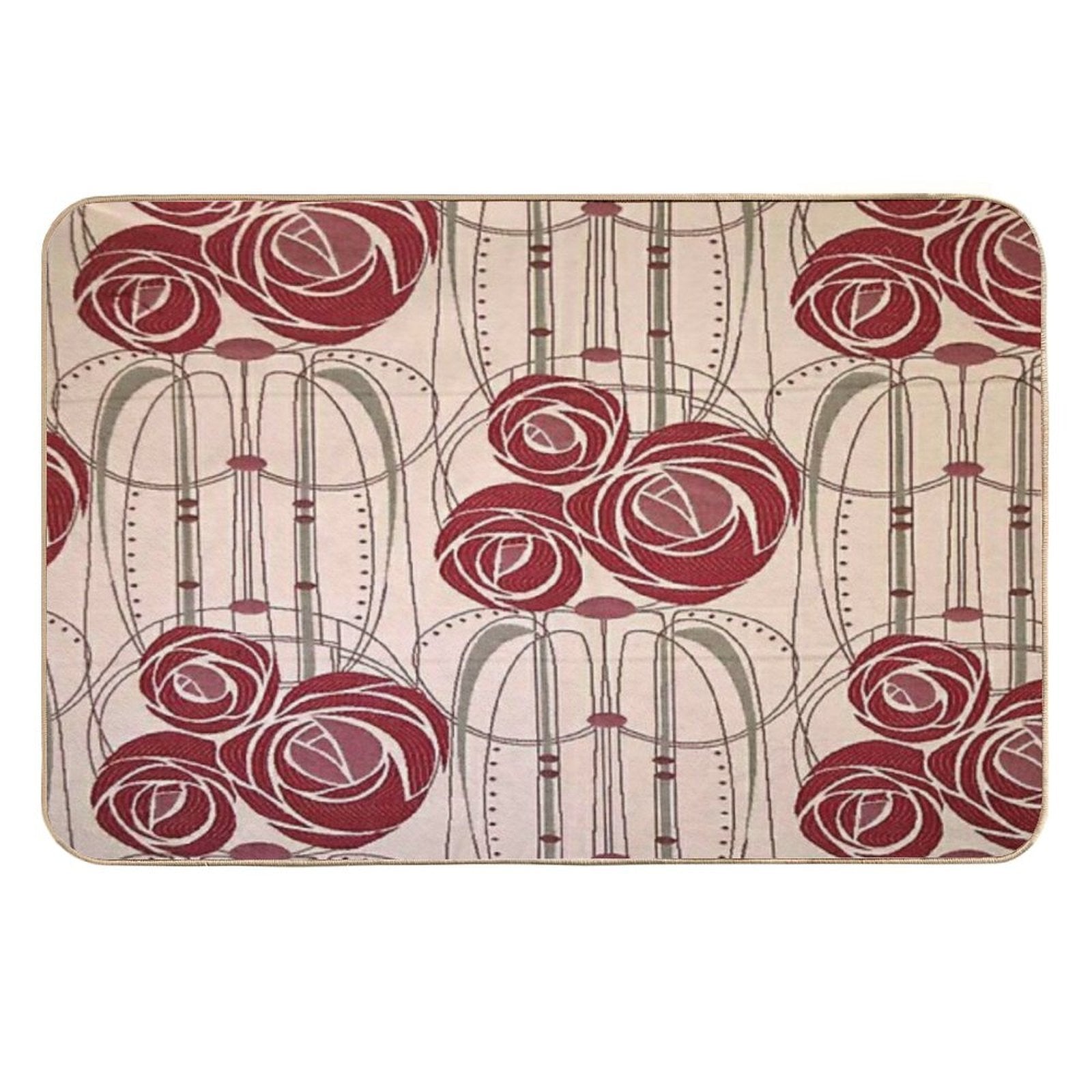 Charles Rennie Mackintosh Roses,Mackintosh Abstract Rose  Non-Slip Bath Mat