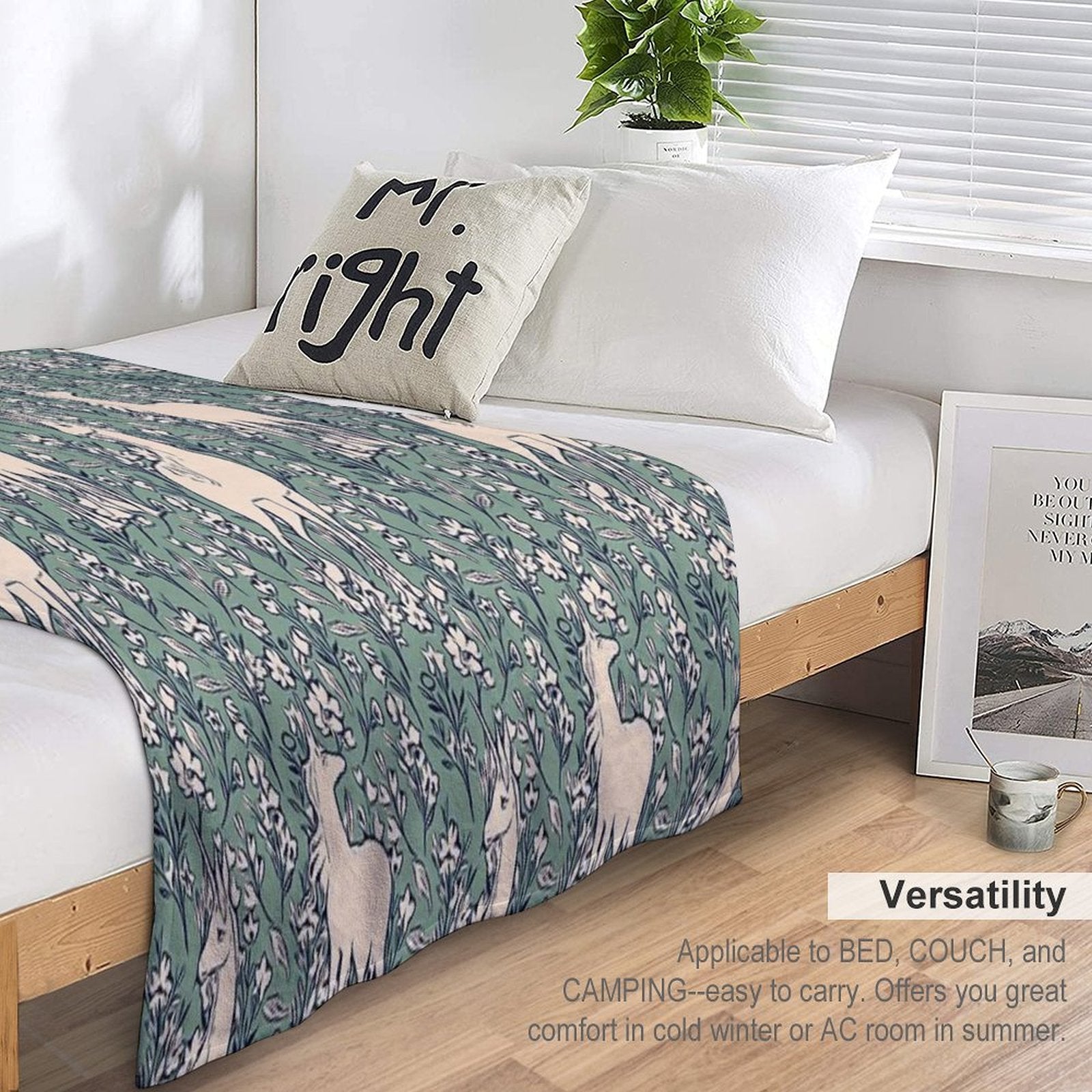 The Last Unicorn Ethereal Forest Print Comfort Throw Blanket