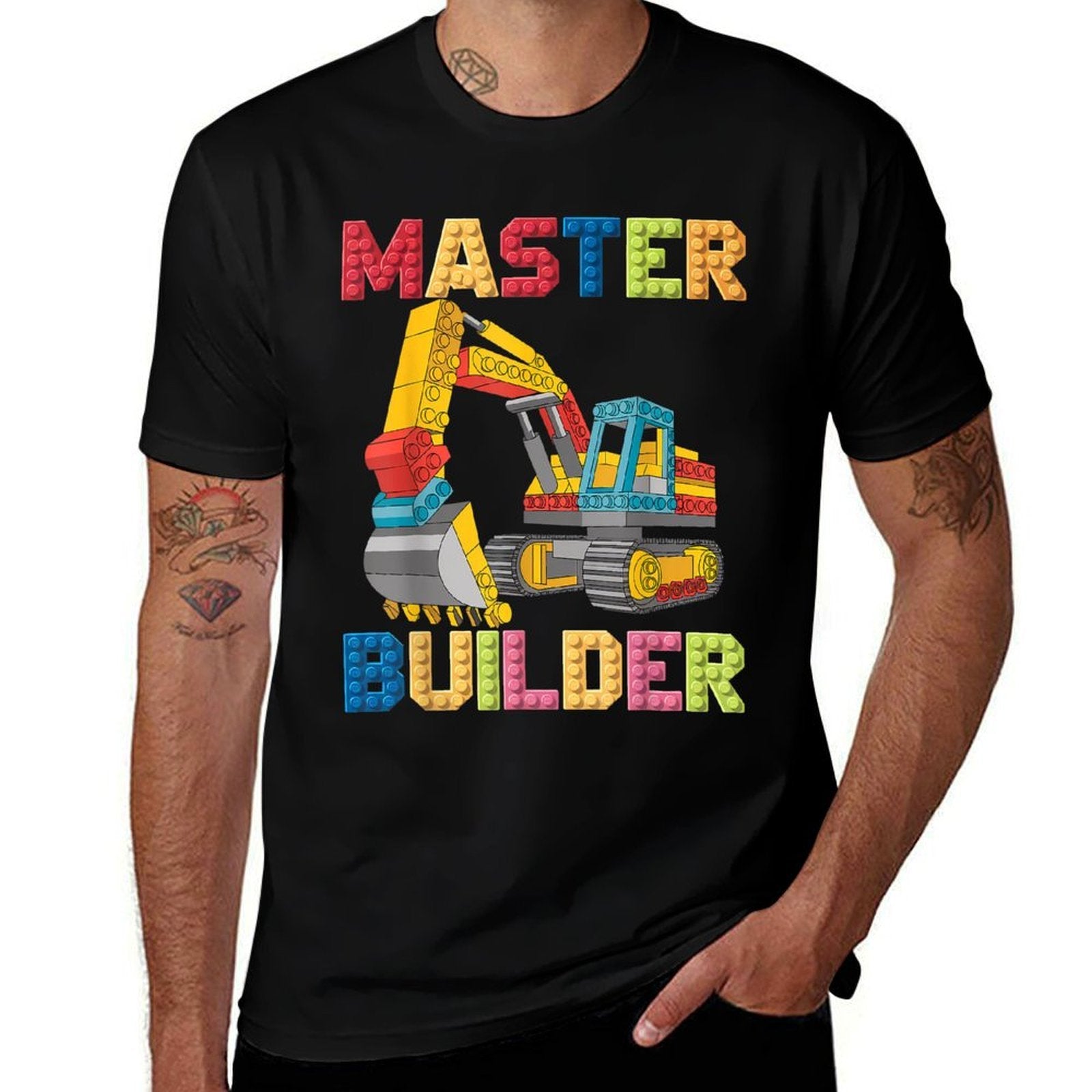 Master Builder Toys For Kids Men Building Blocks Excavator Comfortable T-Shirt