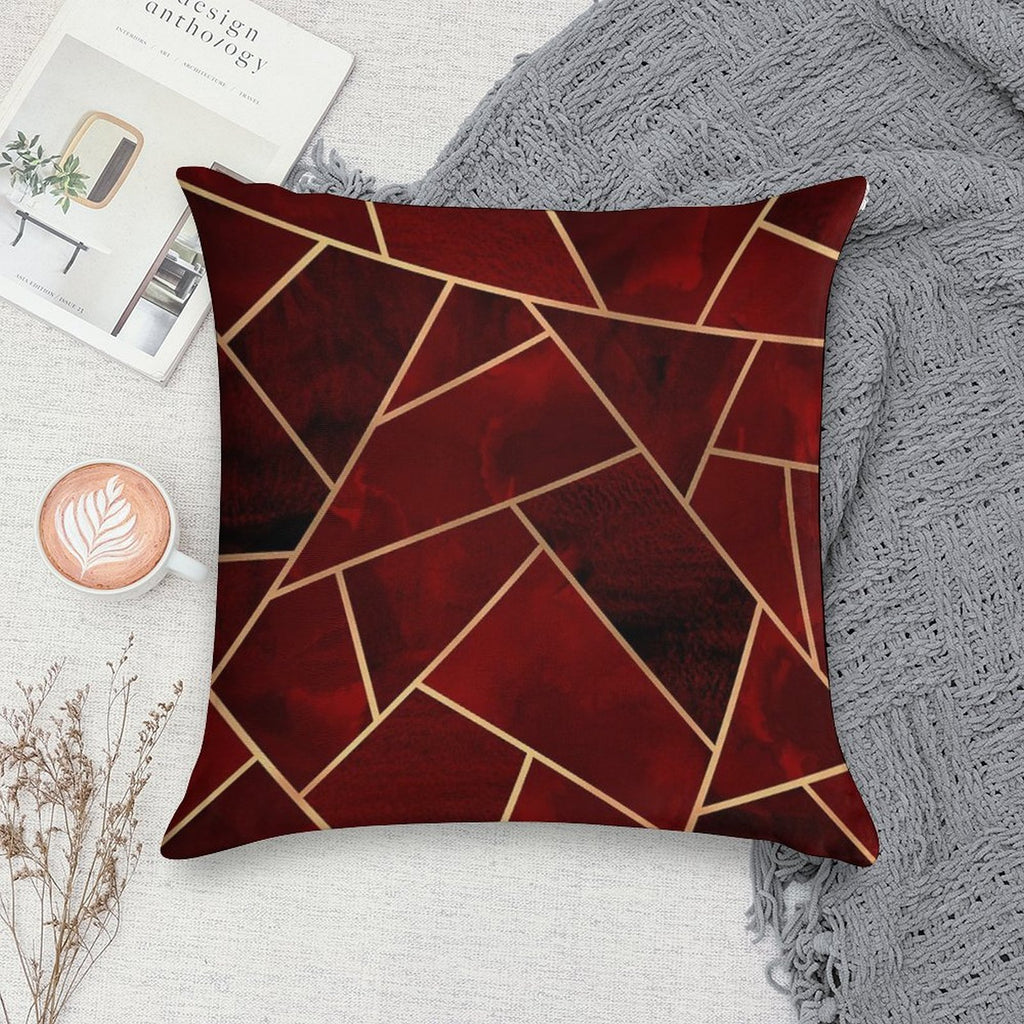Red & Gold Geo Soft Reinforced Edging Throw Pillow