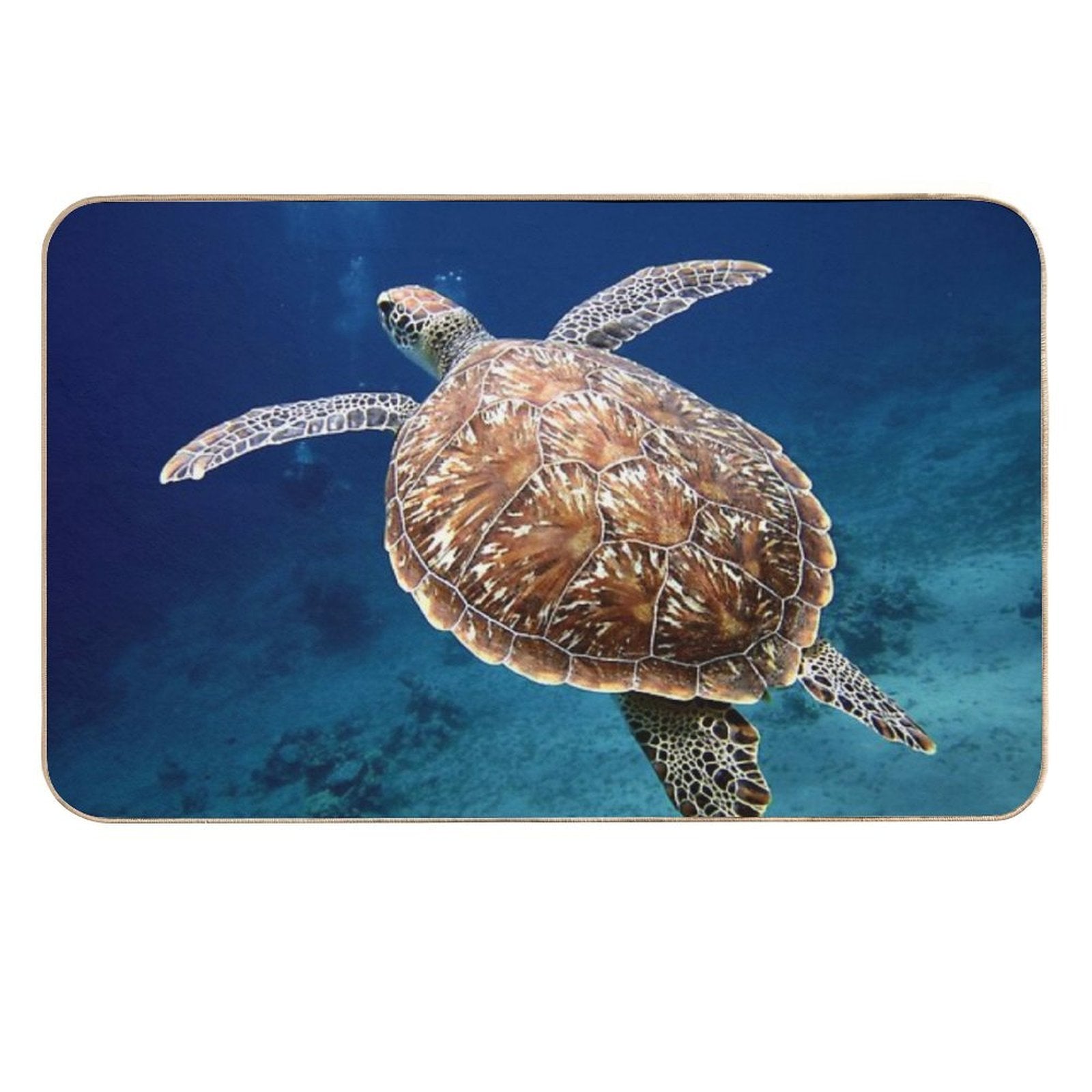 Blue Ocean Sea Turtle - Summer Sea Swimming  Turtle  Fade-Resistant Bath Mat