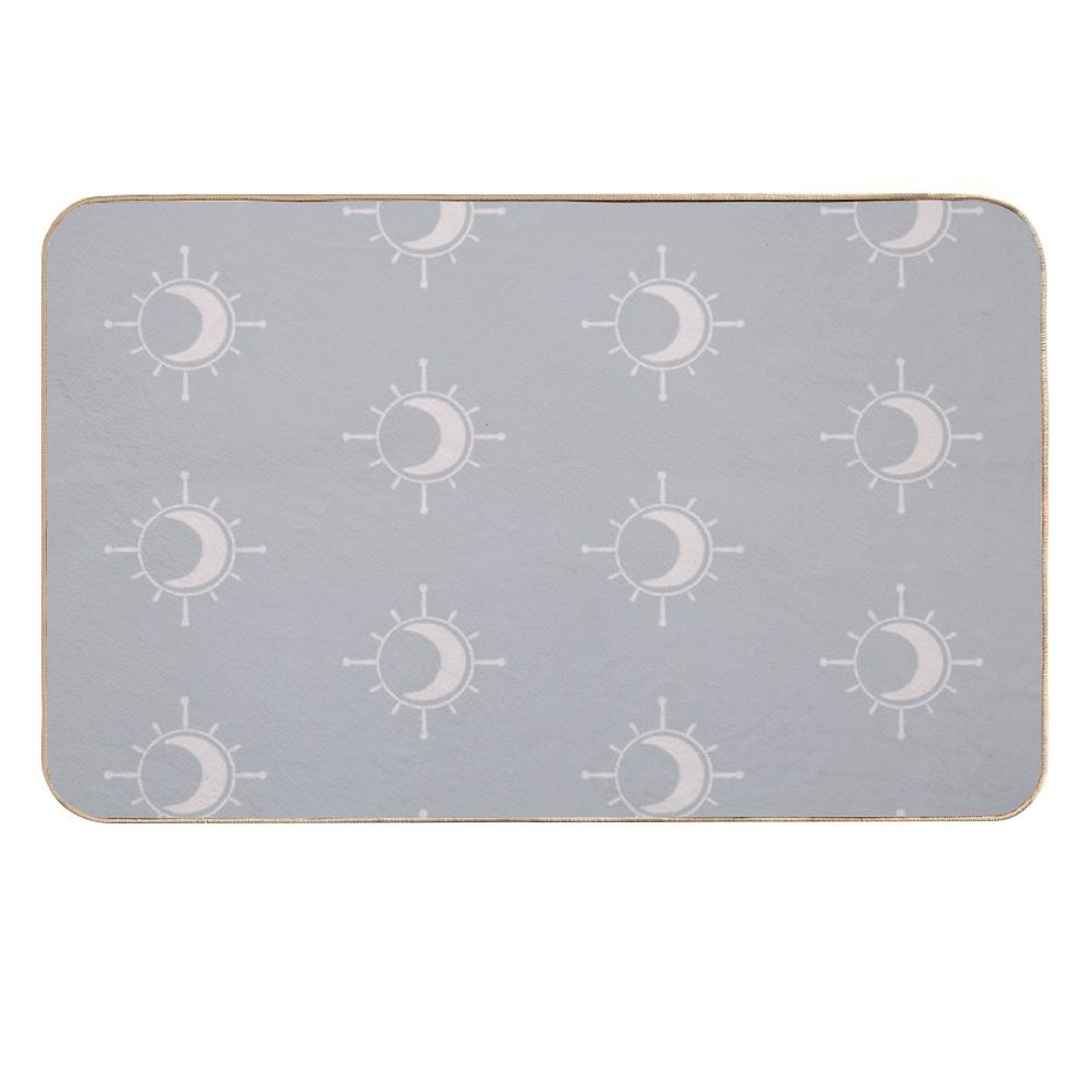 Cosmic Sun And Moon Design Soft Aesthetic In Muted Colors Stone Blue  Anti-Trip Bath Mat