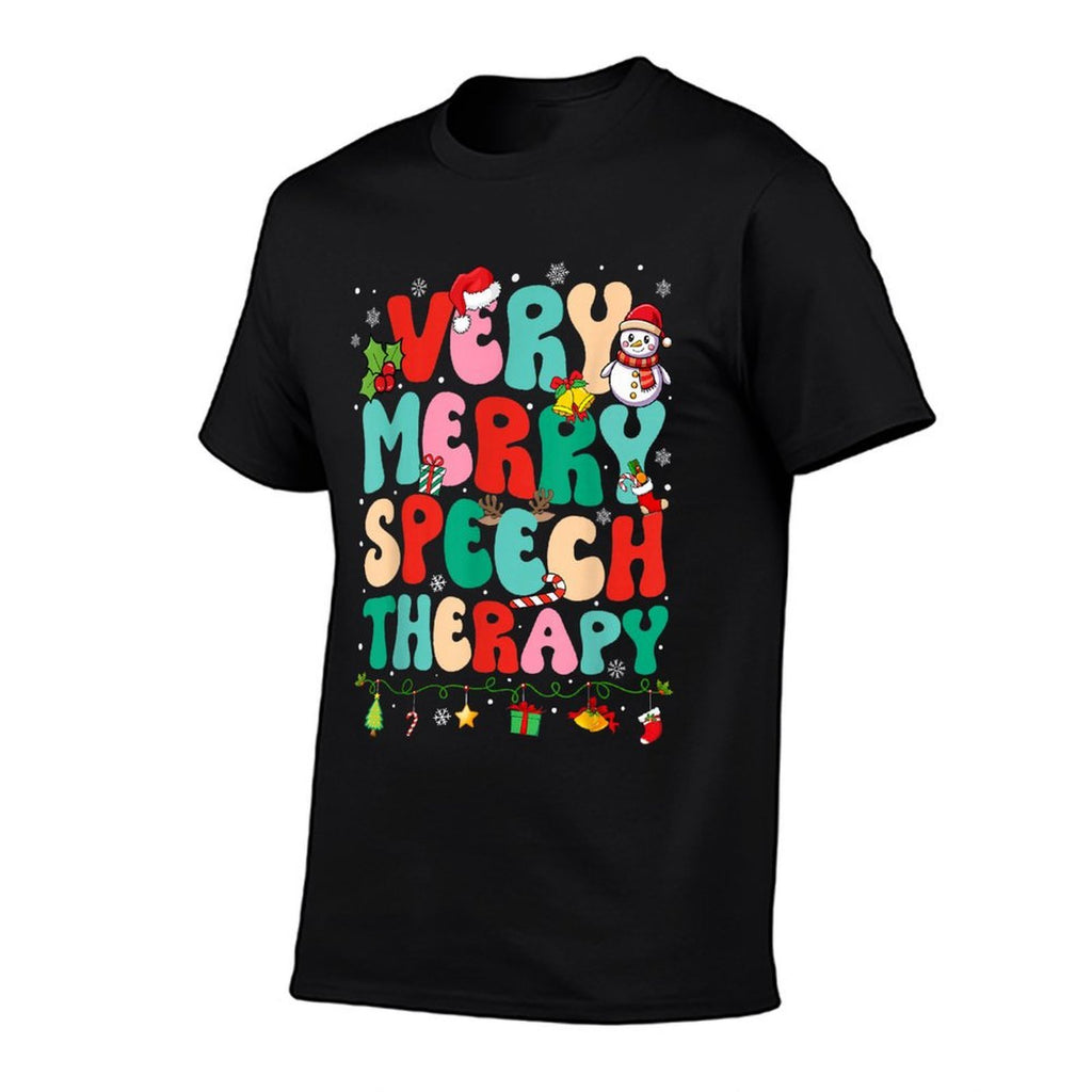 Christmas Very Merry Speech Therapy Speech Therapist SLP  Quick-drying T-Shirt