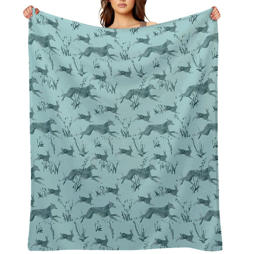 A Galgo And A Hare on Turquise Versatility Throw Blanket