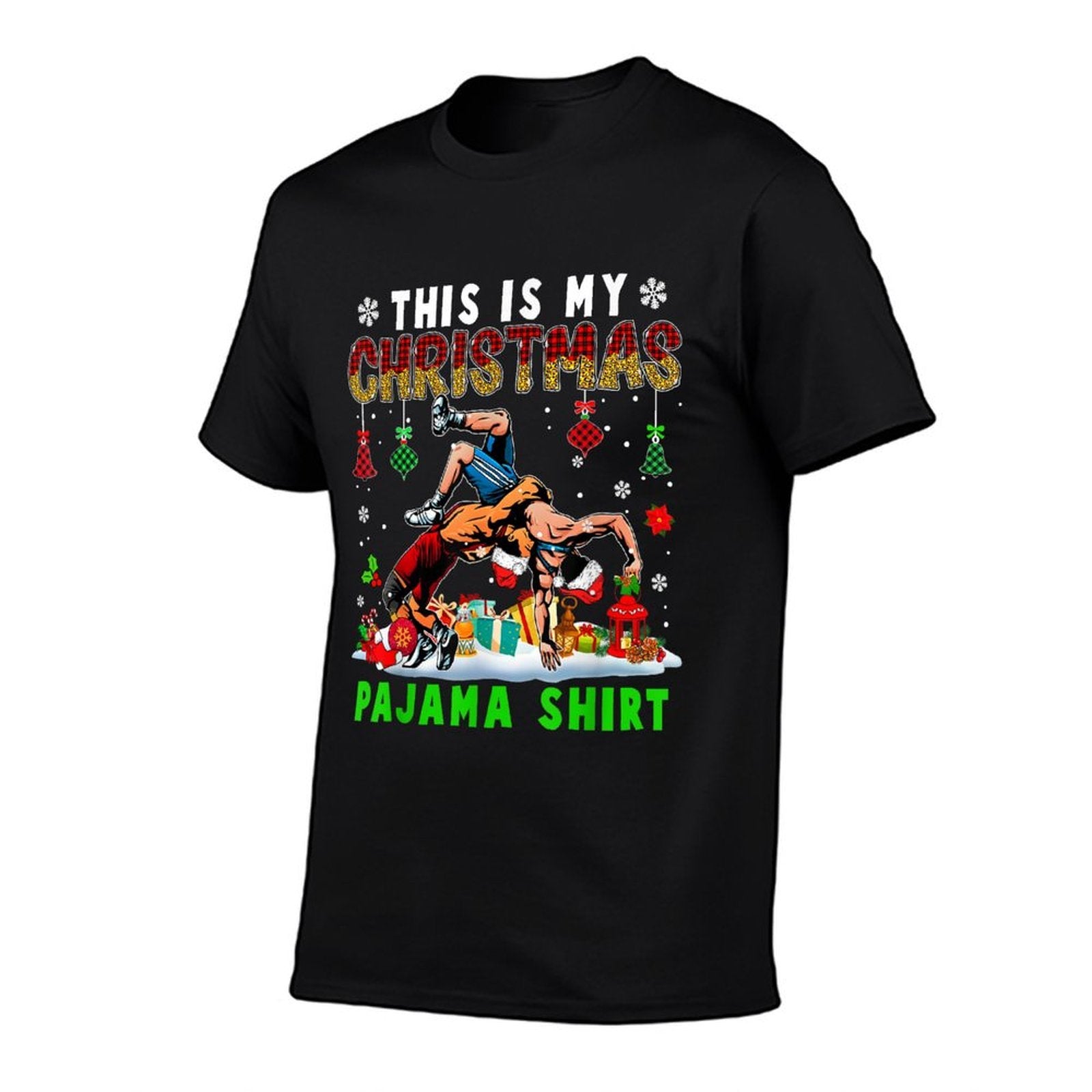 This Is My Christmas Pajama Two Santa Wrestling Lover  Wrinkle-resistant T-Shirt