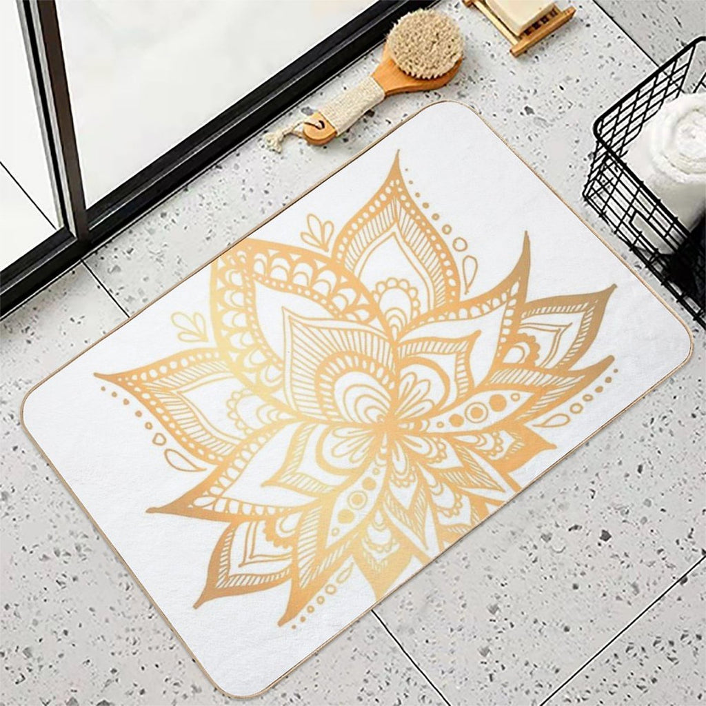 Gold Lotus Flower  Absorbent Bath Mat