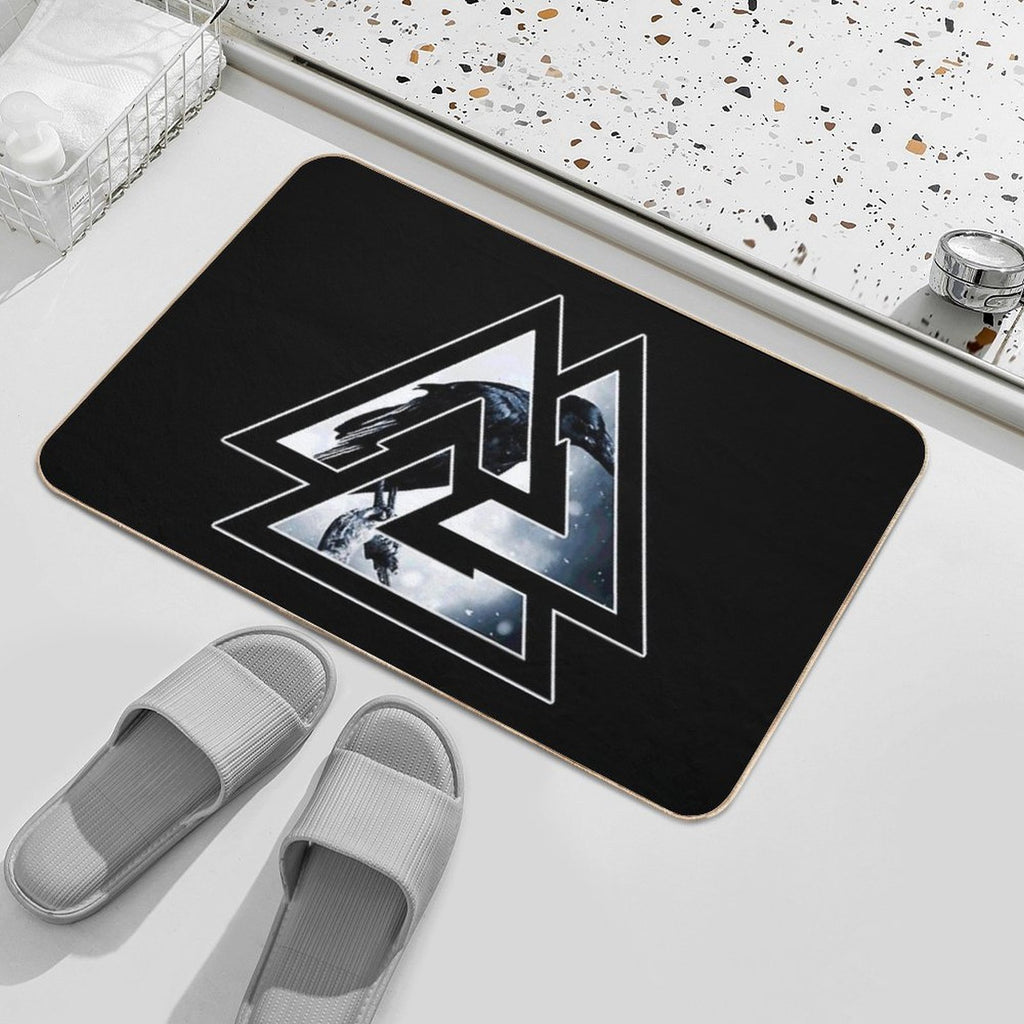 Valknut Knot Of Odin With Raven  Rapid-Drying Bath Mat