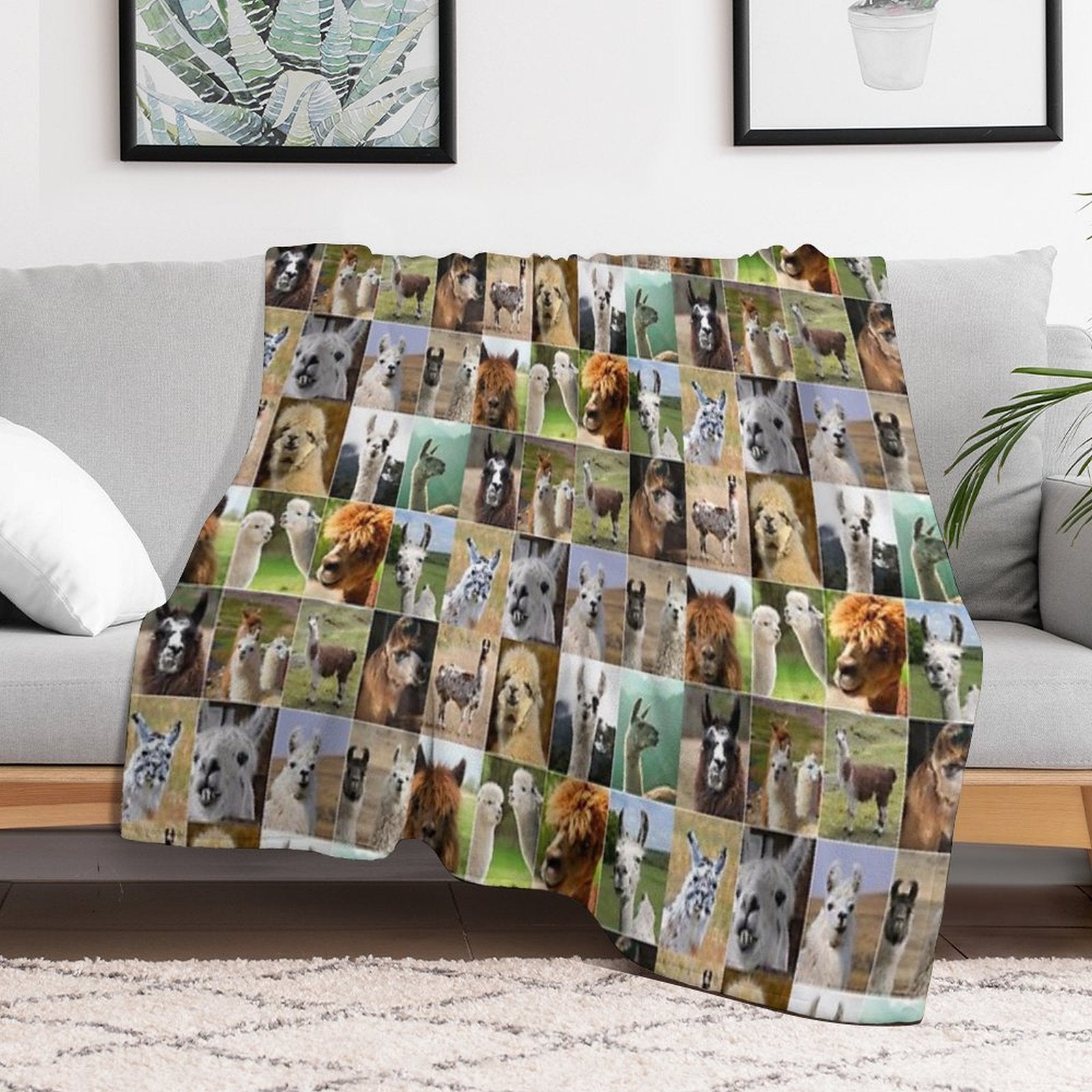 Llamas Photos Collage Shrink-resistant Throw Blanket