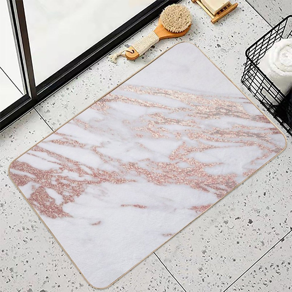 Blush Pink Rose Gold Marble  Odorless Bath Mat