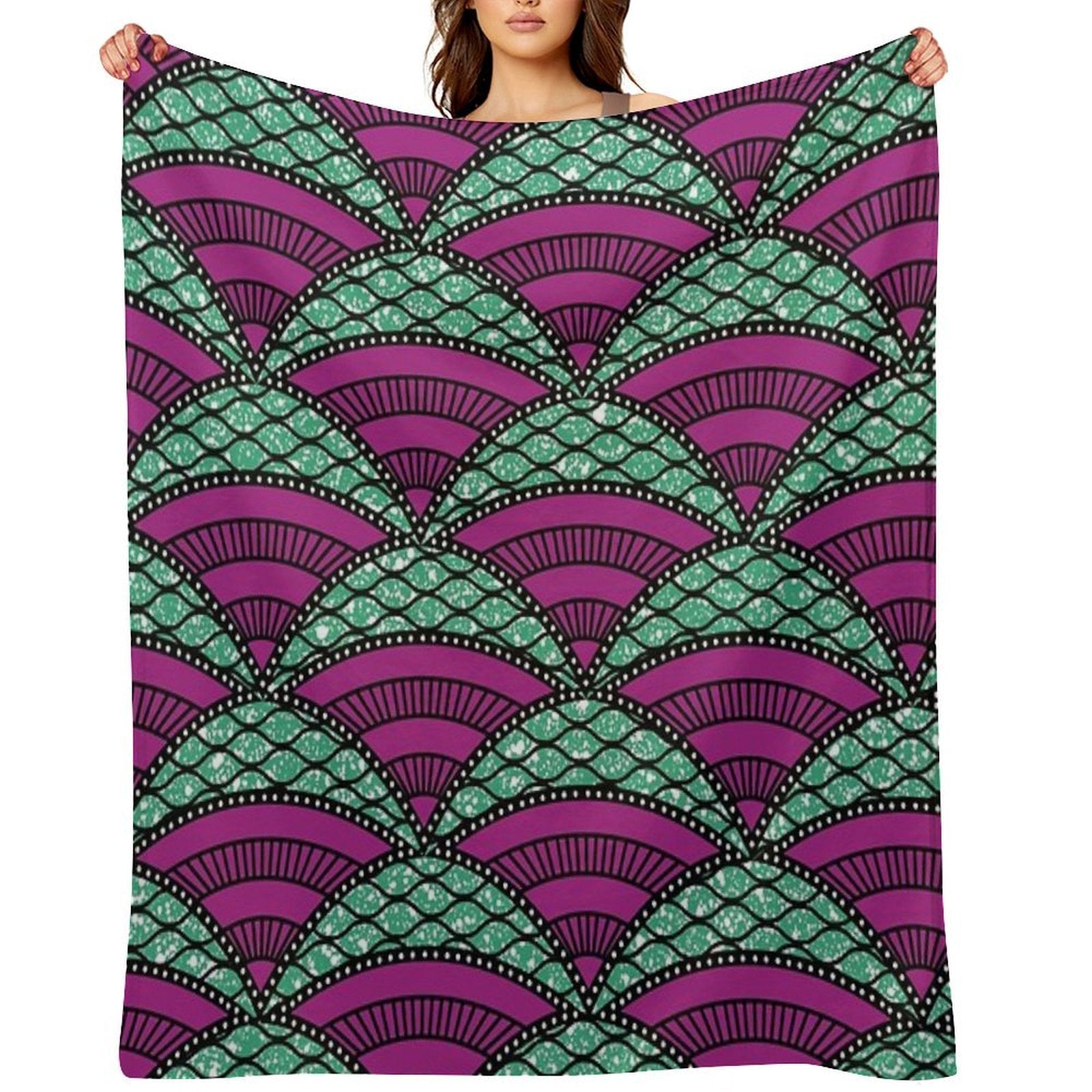 Afro Ankara Wax Print 14 All-season Throw Blanket