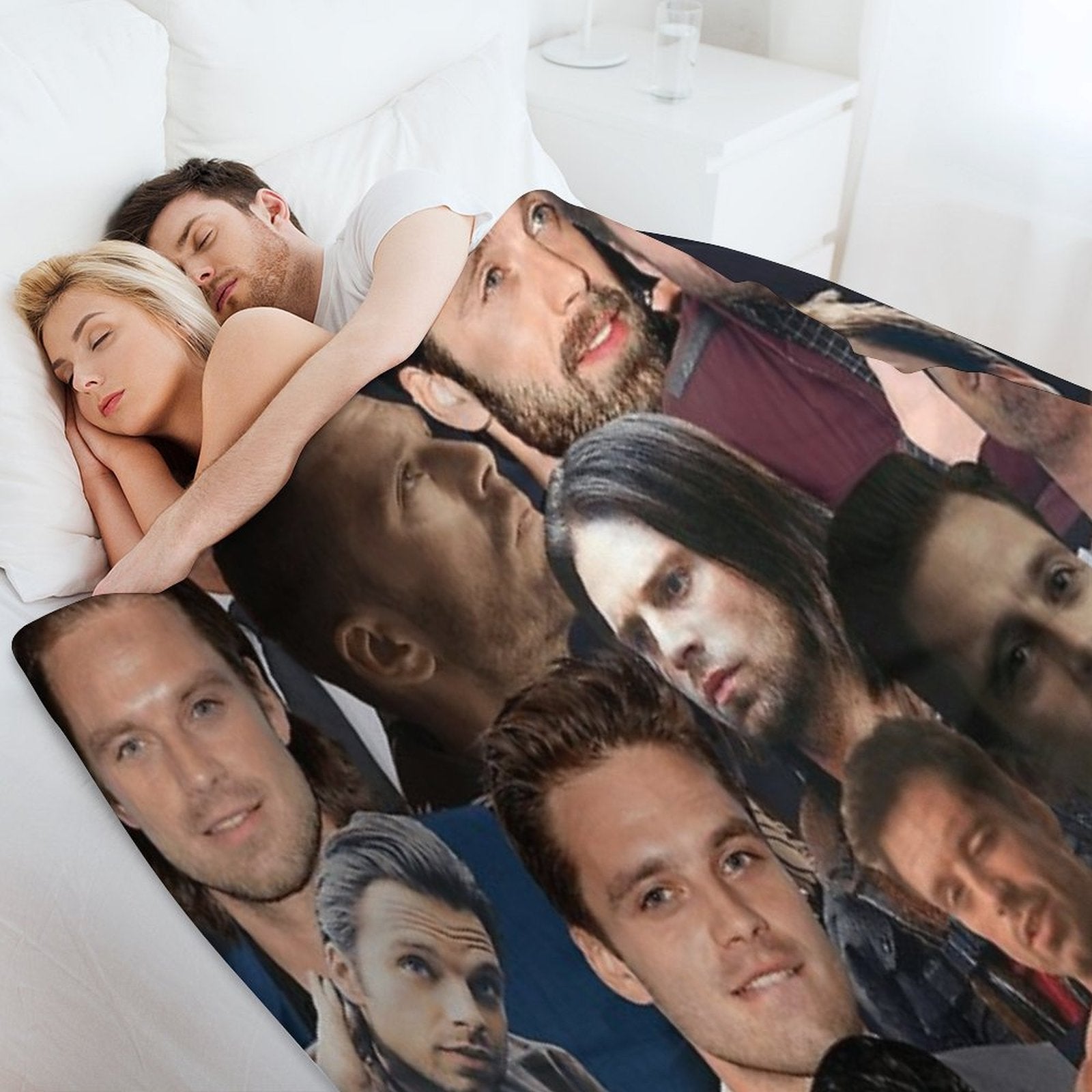 Sebastian Stan Photo Collage Actor Handsome Actor For Fans Womens Lightweight Throw Blanket