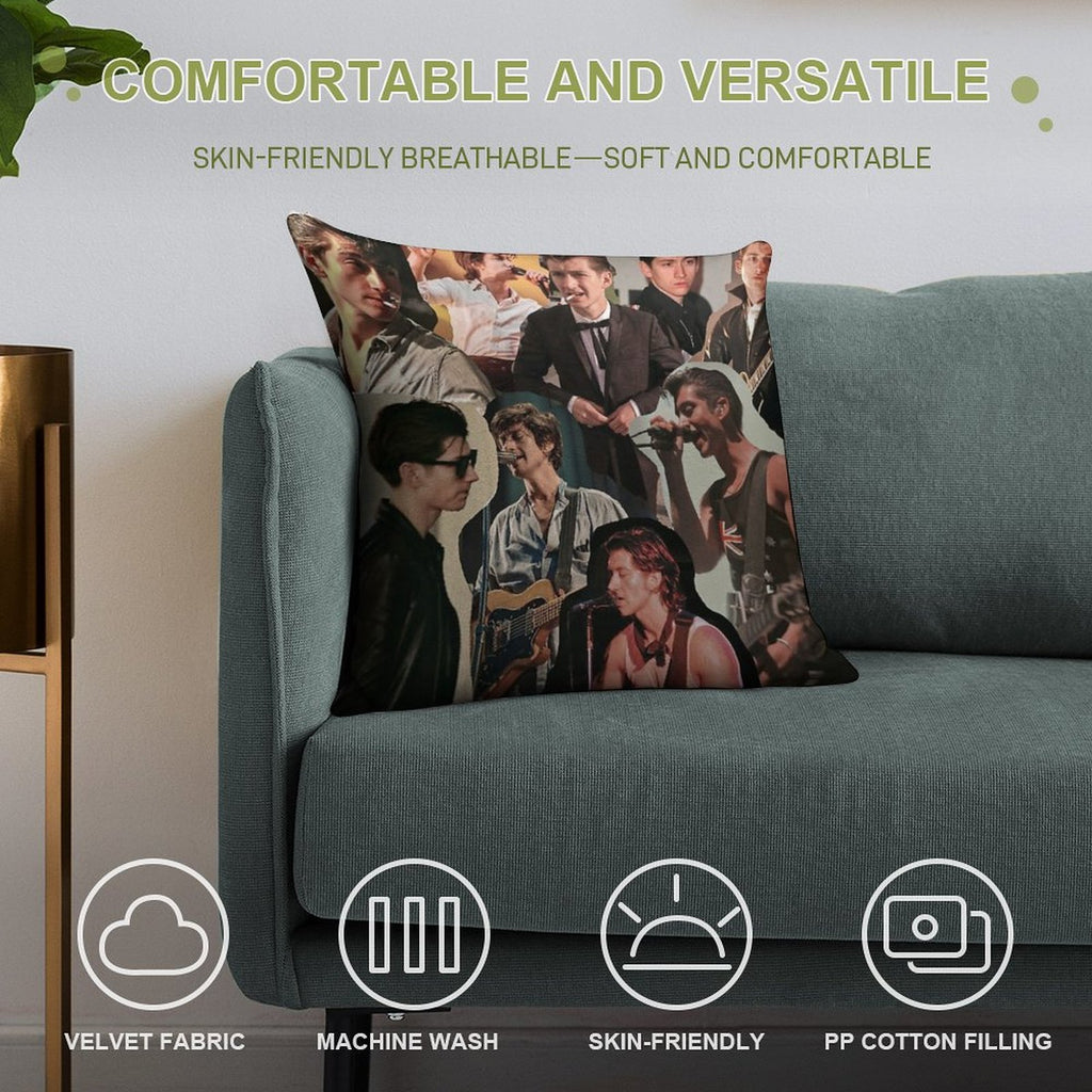 Alex Turner Arctic Monkeys Collage Soft Reinforced Edging Throw Pillow