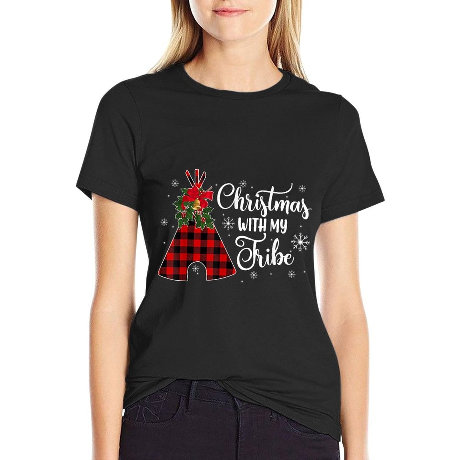 Christmas Party With My Tribe Buffalo Plaid Family Pajama  Trendy Pattern T-Shirt